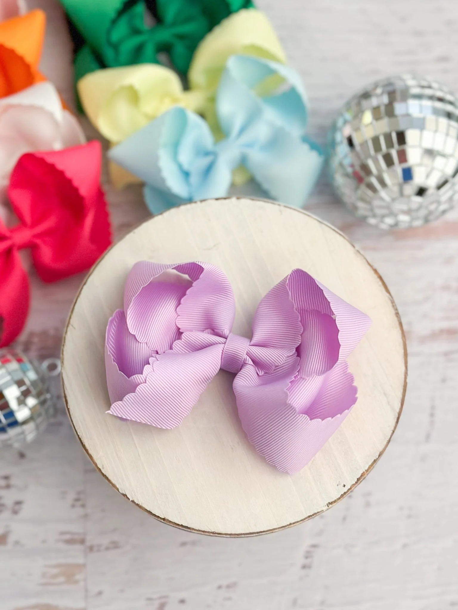4.5" Classic Scalloped Hair Bow | Clip or Headband - Image 13