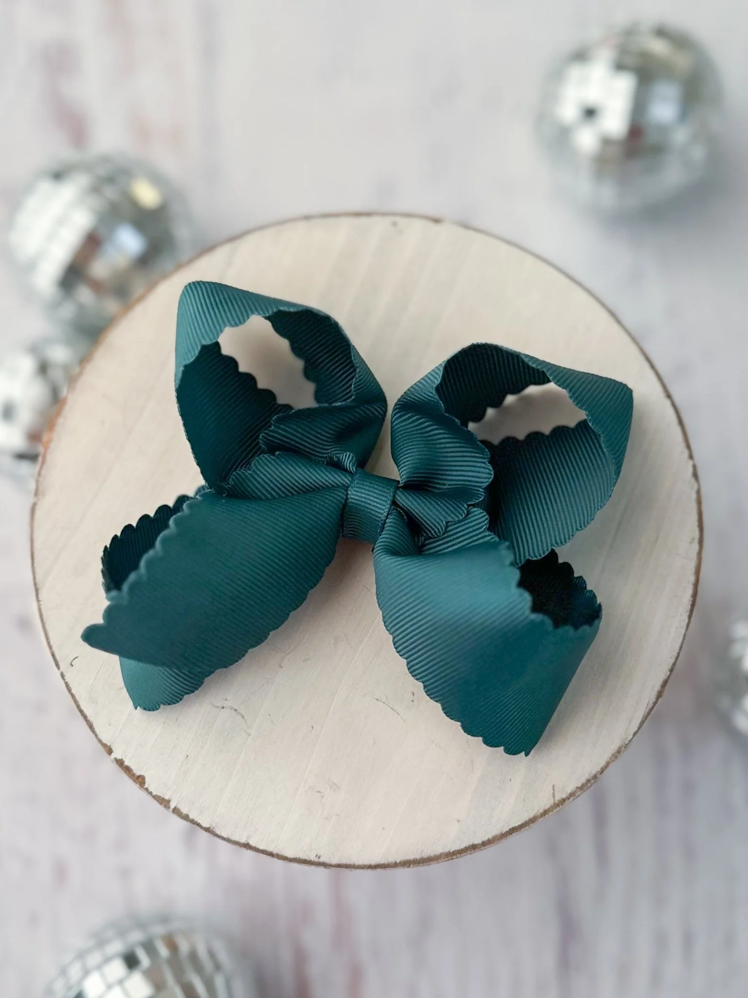 4.5" Classic Scalloped Hair Bow | Clip or Headband - Image 17