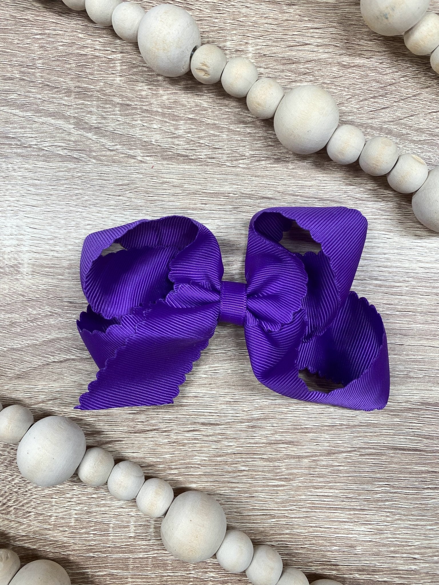 4.5" Classic Scalloped Hair Bow | Clip or Headband - Image 25
