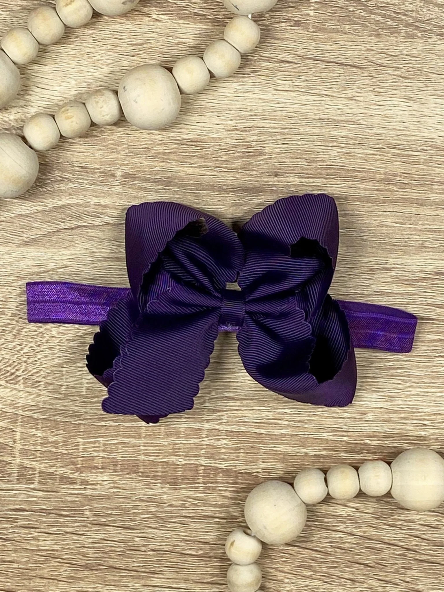 4.5" Classic Scalloped Hair Bow | Clip or Headband - Image 65