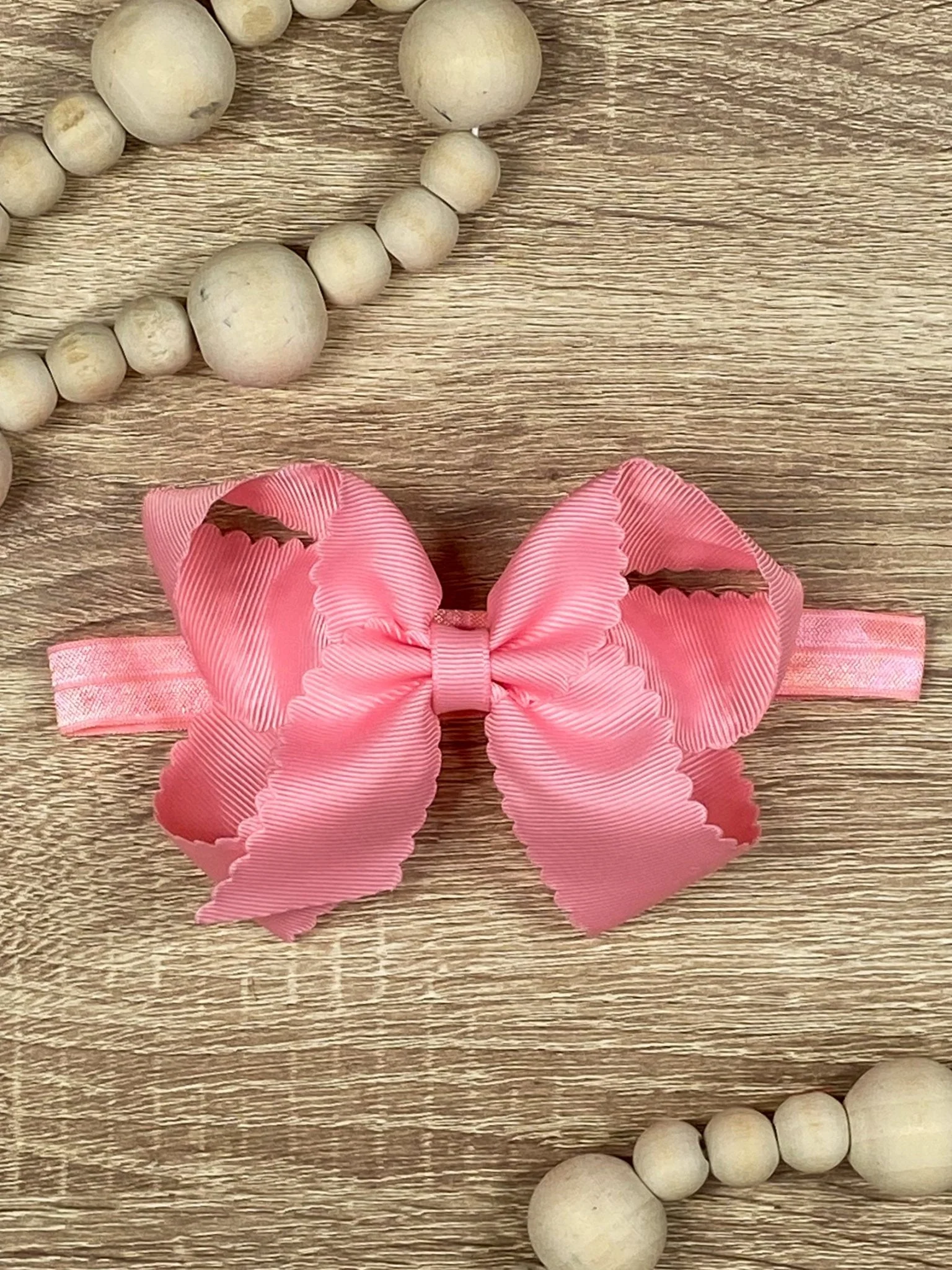 4.5" Classic Scalloped Hair Bow | Clip or Headband - Image 68