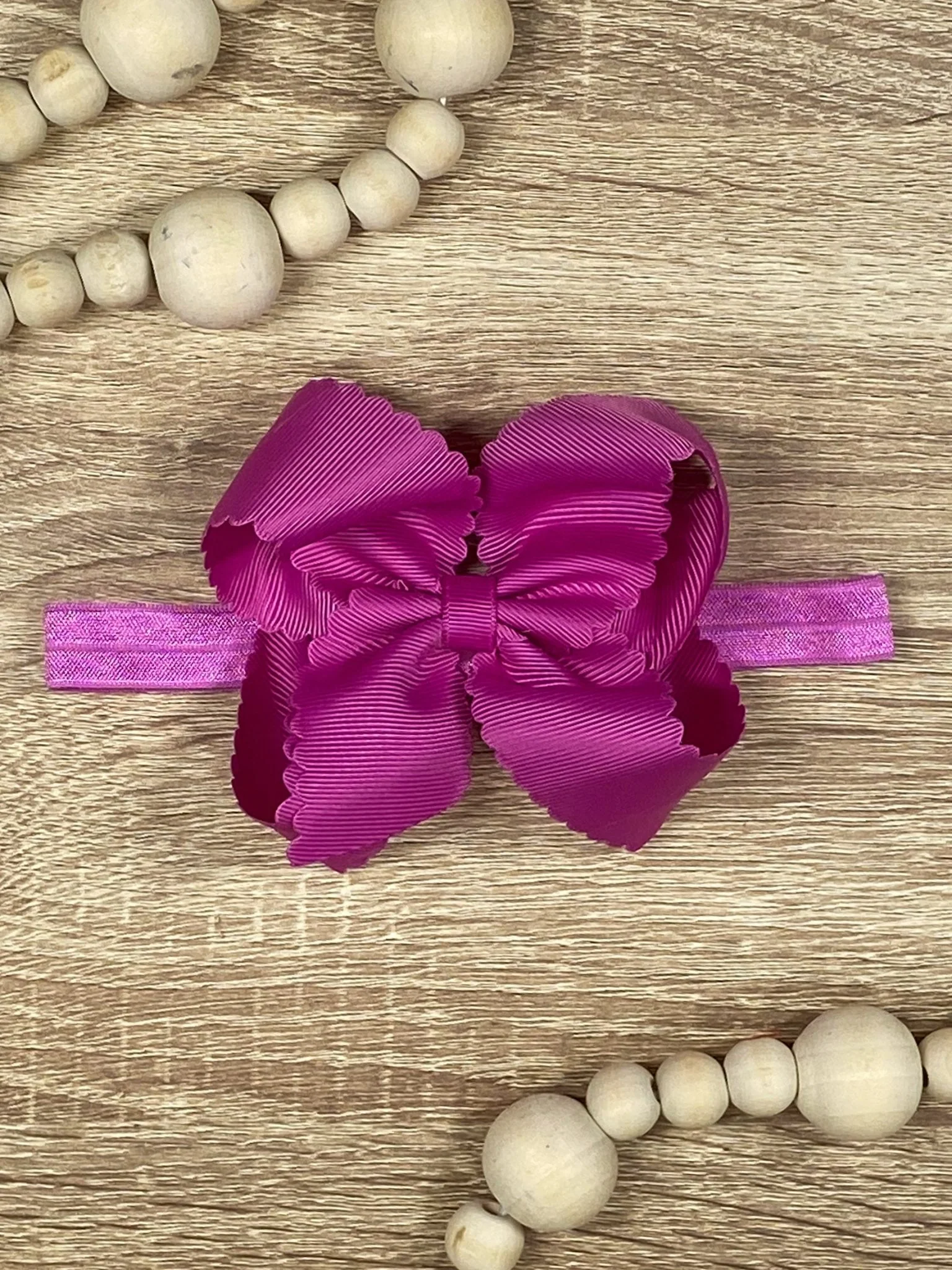 4.5" Classic Scalloped Hair Bow | Clip or Headband - Image 70