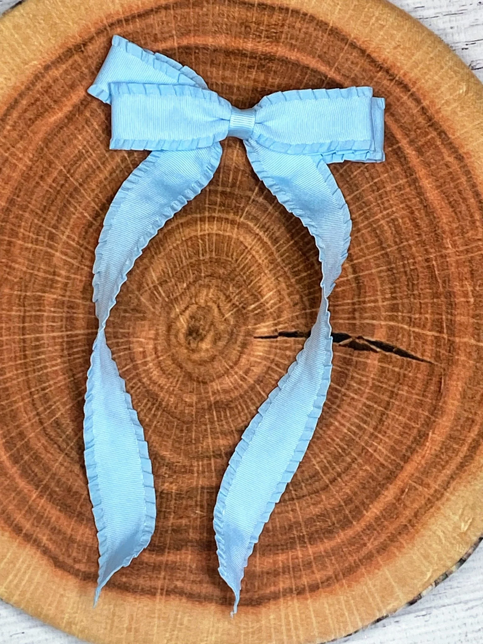 Ruffle Edge Ribbon Hair Bow - Alligator Clip - 5" - Image 10