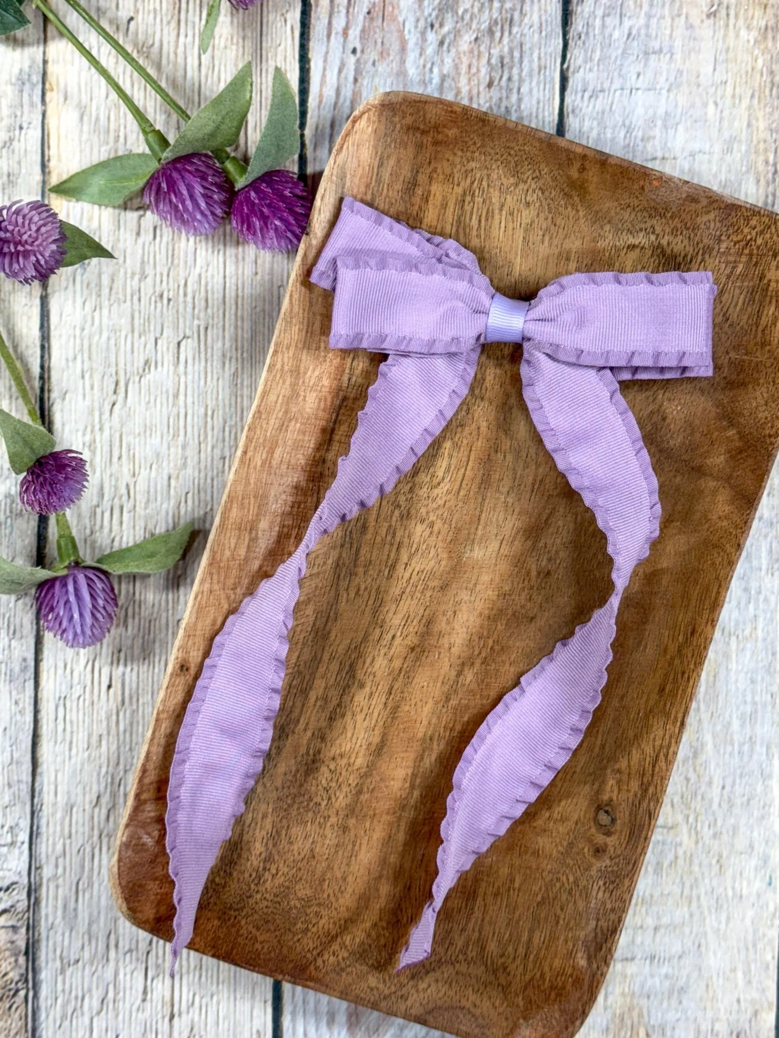 Ruffle Edge Ribbon Hair Bow - Alligator Clip - 5" - Image 15