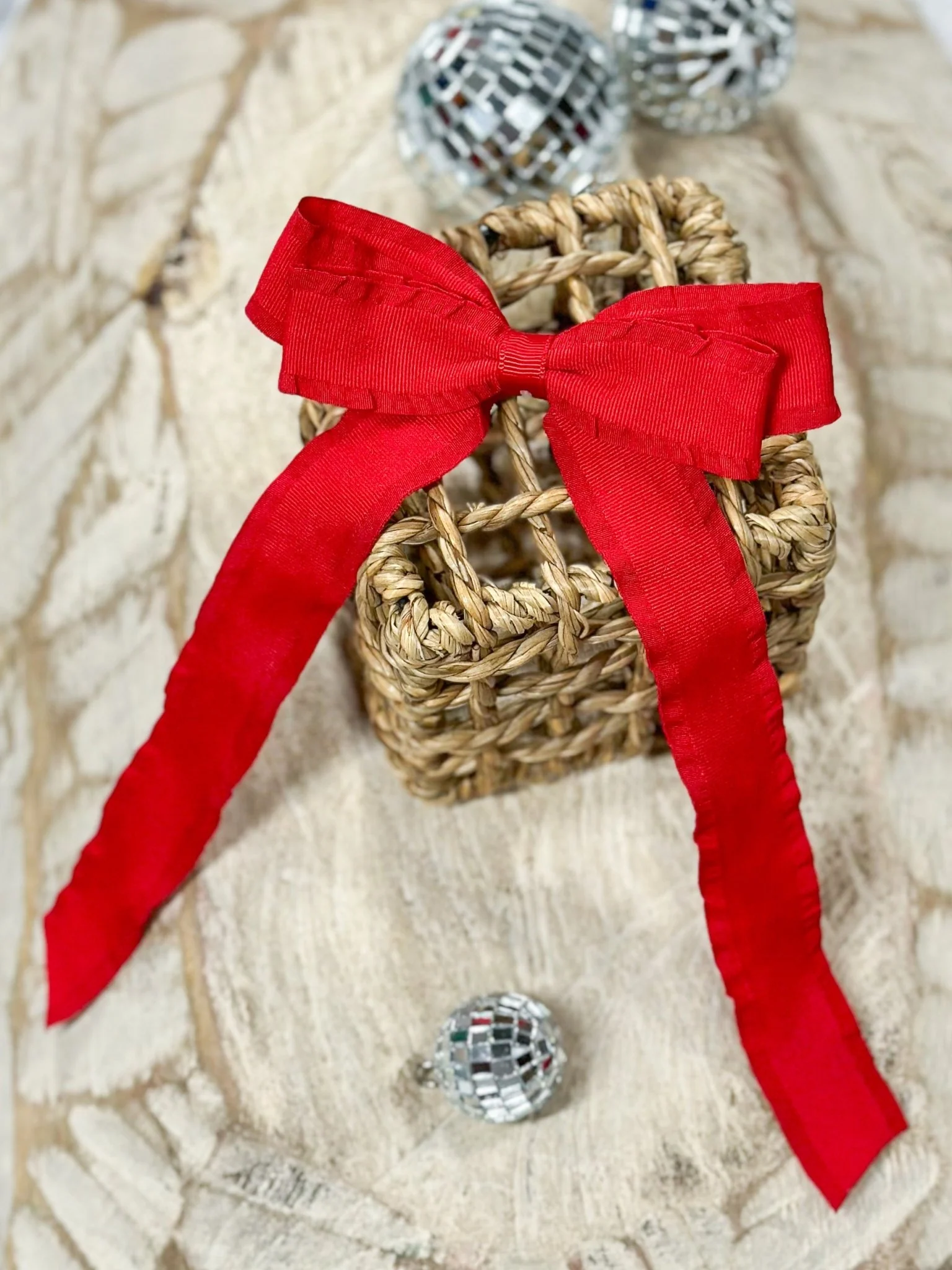 Ruffle Edge Ribbon Hair Bow - Alligator Clip - 5" - Image 6