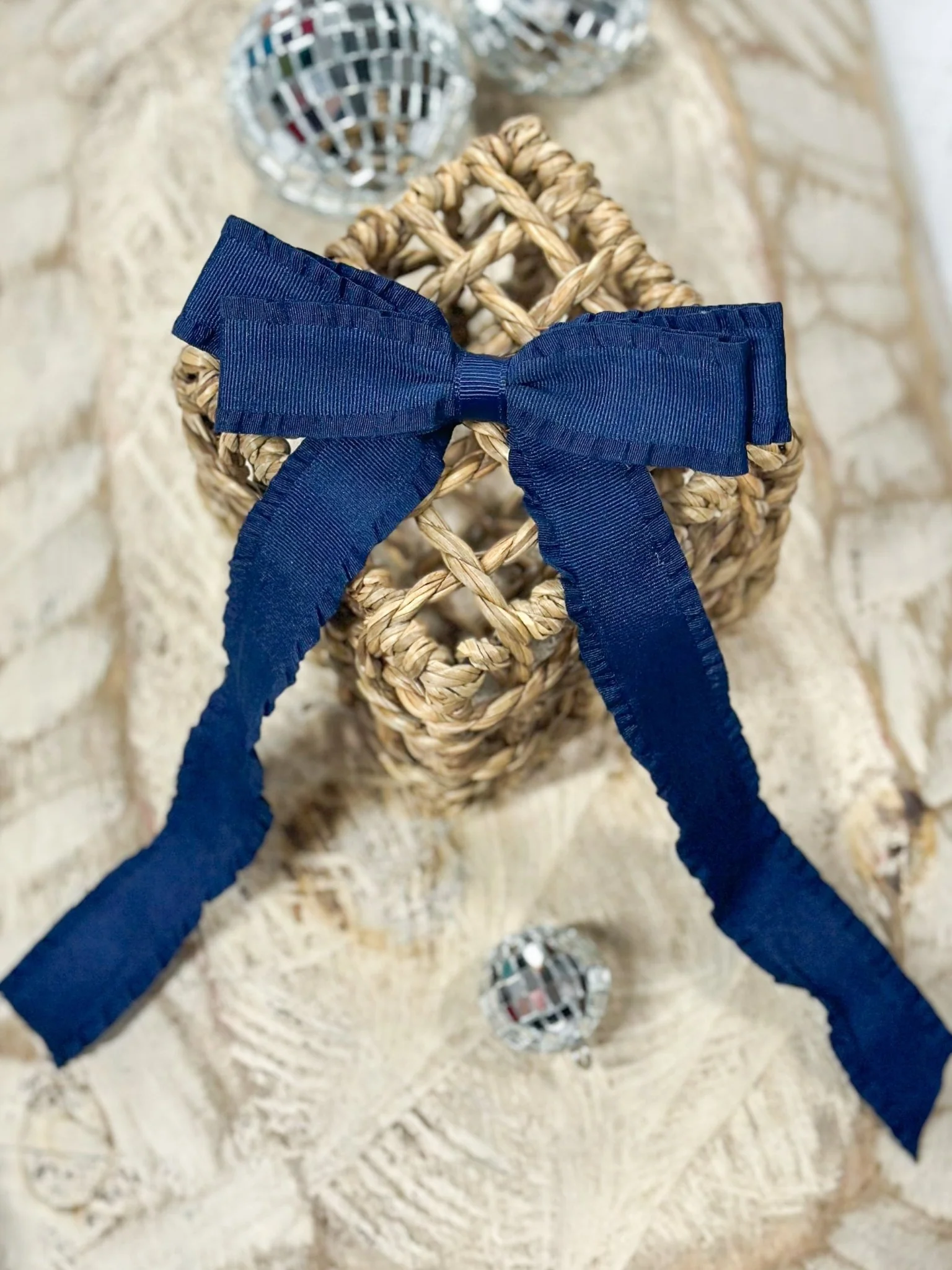 Ruffle Edge Ribbon Hair Bow - Alligator Clip - 5" - Image 8