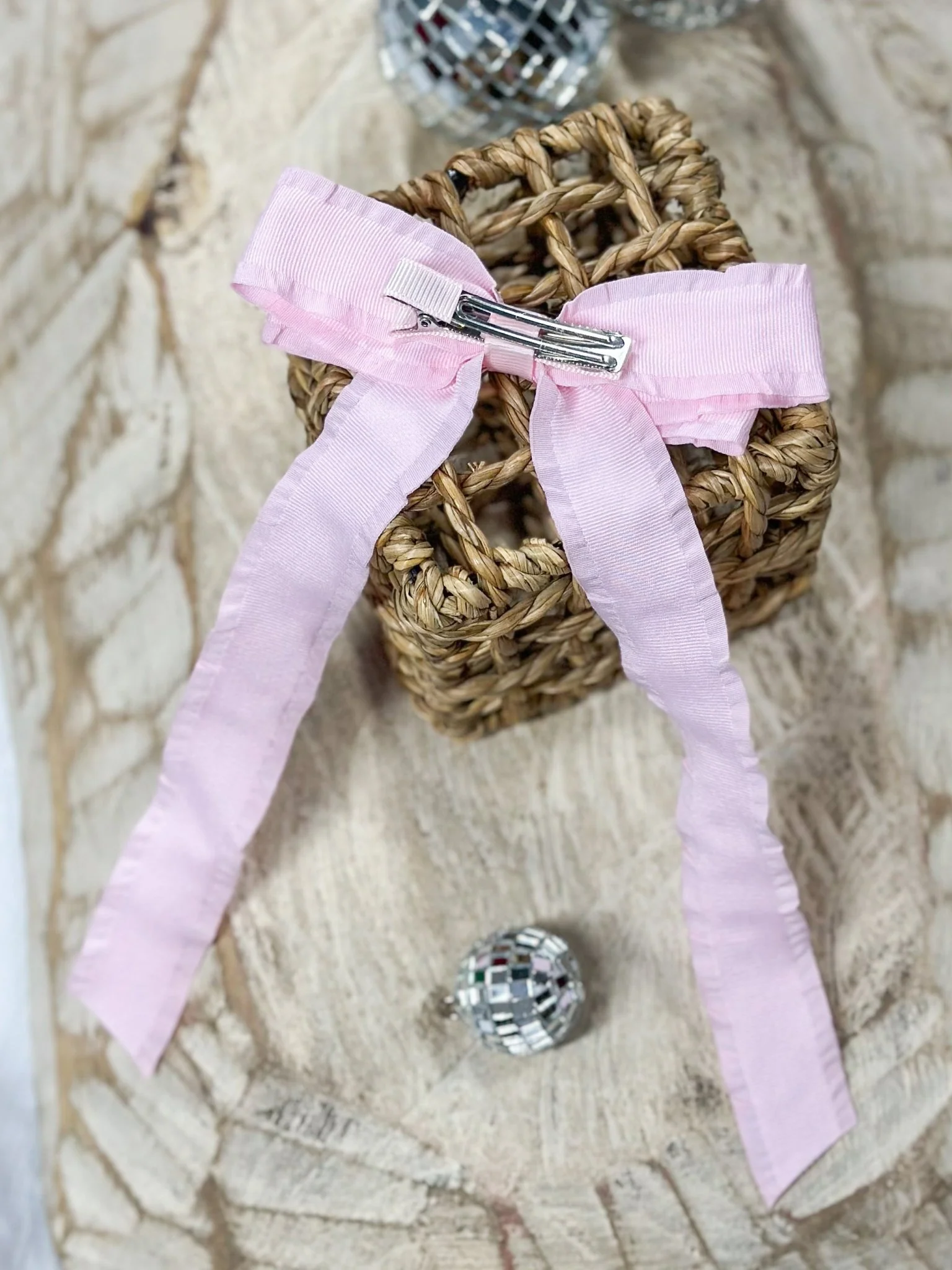 Ruffle Edge Ribbon Hair Bow - Alligator Clip - 5" - Image 9