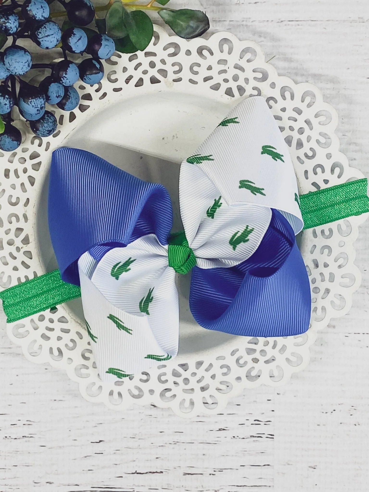 Alligator Print Hair Bow | Clip or Headband - Image 3