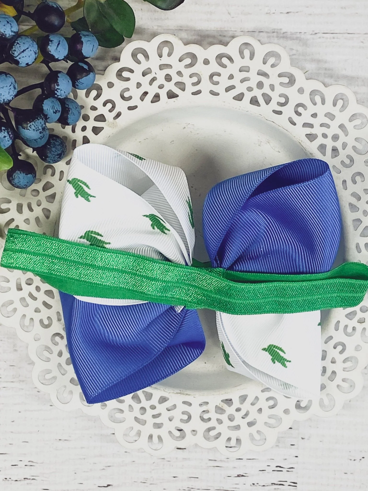 Alligator Print Hair Bow | Clip or Headband - Image 4