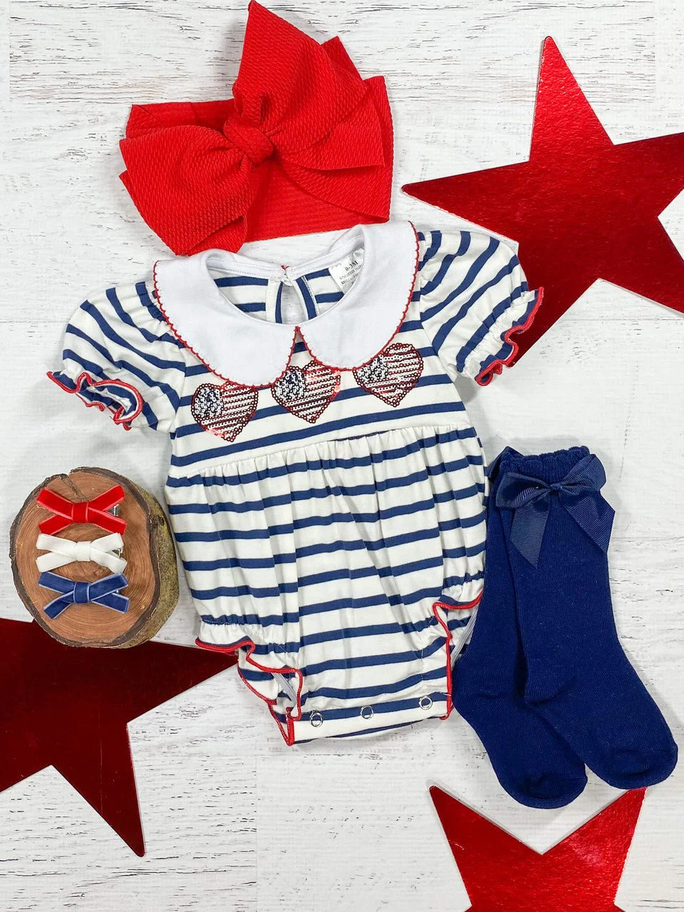 American Hearts & Stripes Infant Romper