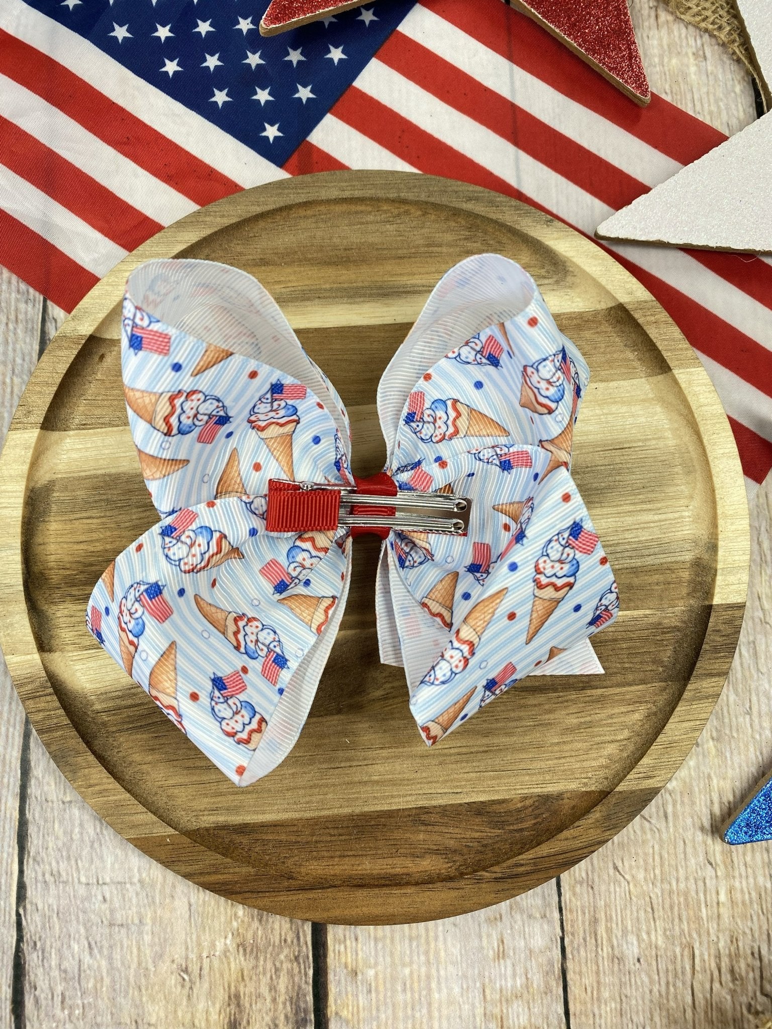 American Ice Cream Cones Hair Bow | Clip or Headband - Image 5