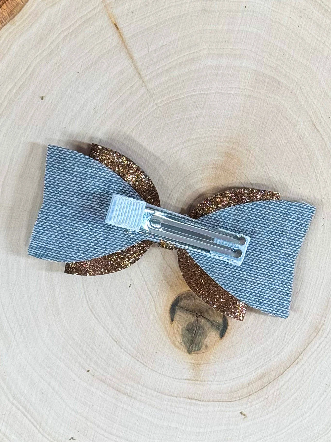 Football Glitter Bow Clippie | Girls Game Day Hair Bow Clip - Image 2