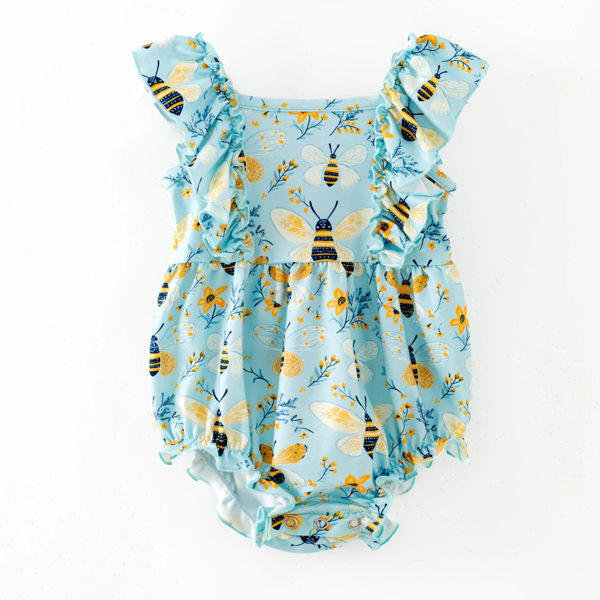 Bee Print Ruffle Infant Romper