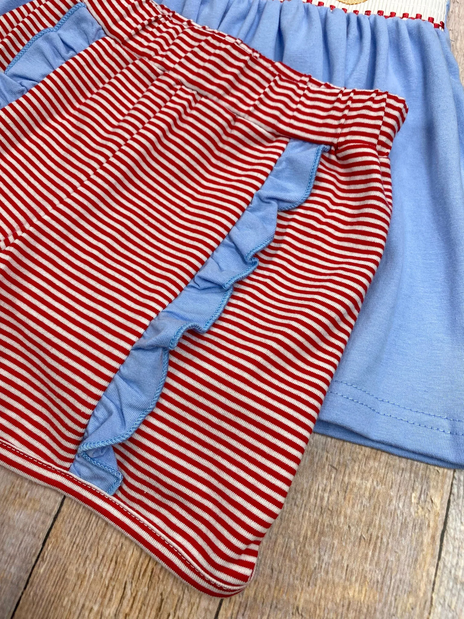 Baseball Embroidered Smocked Shorts Set - Image 3