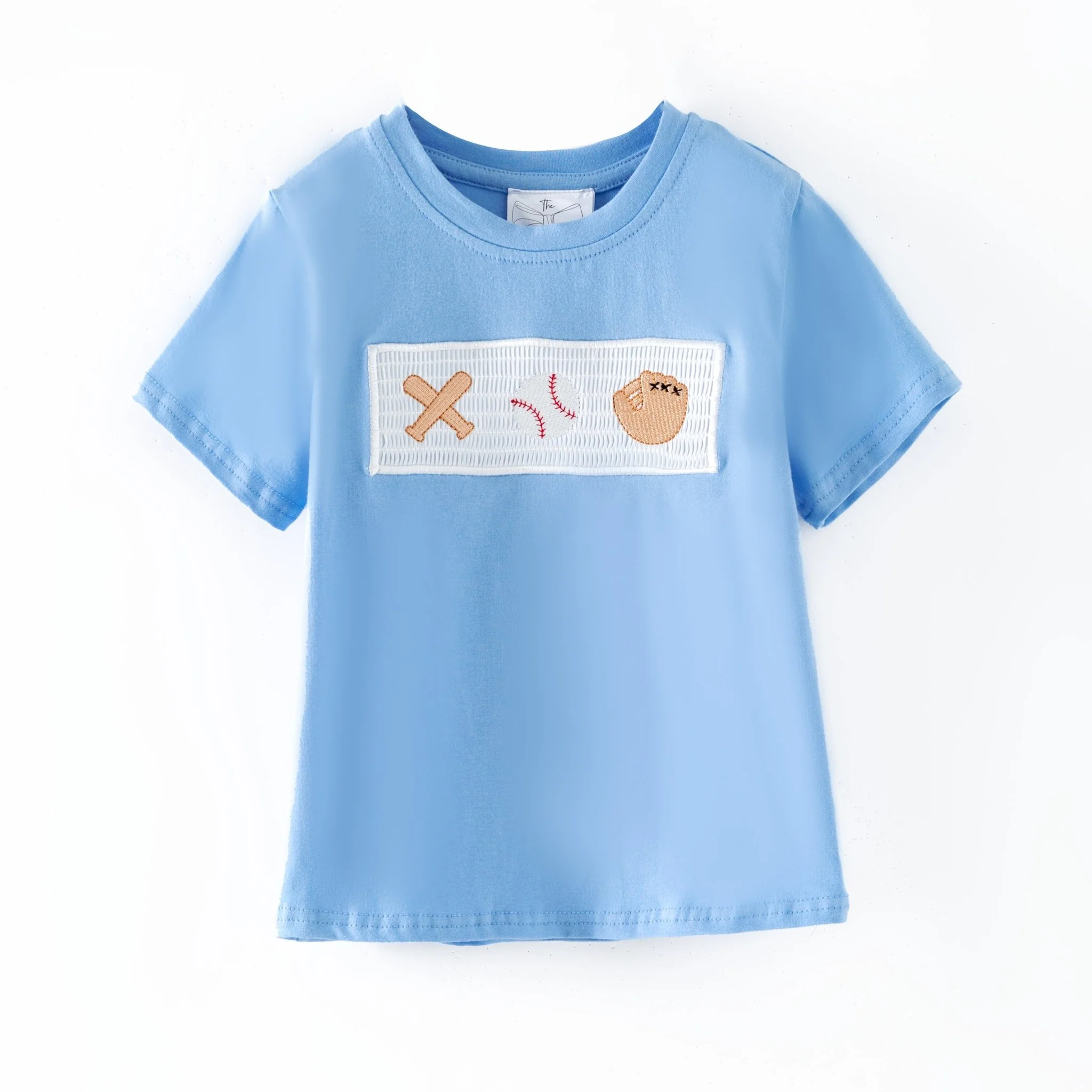 Boys Light Blue Smocked Baseball Top - Image 2