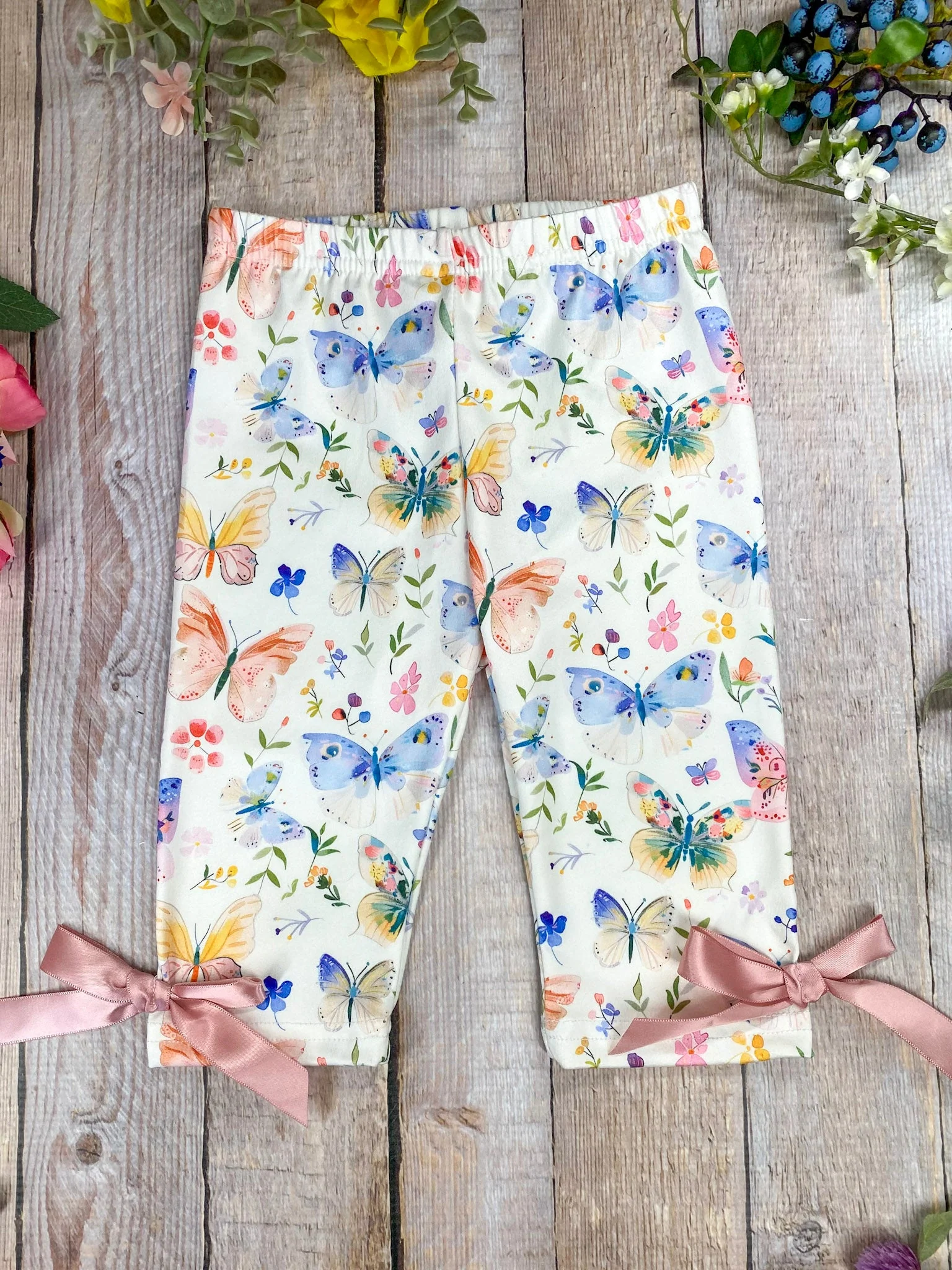 Dusty Rose Ruffles & Butterfly Leggings Set - Image 4