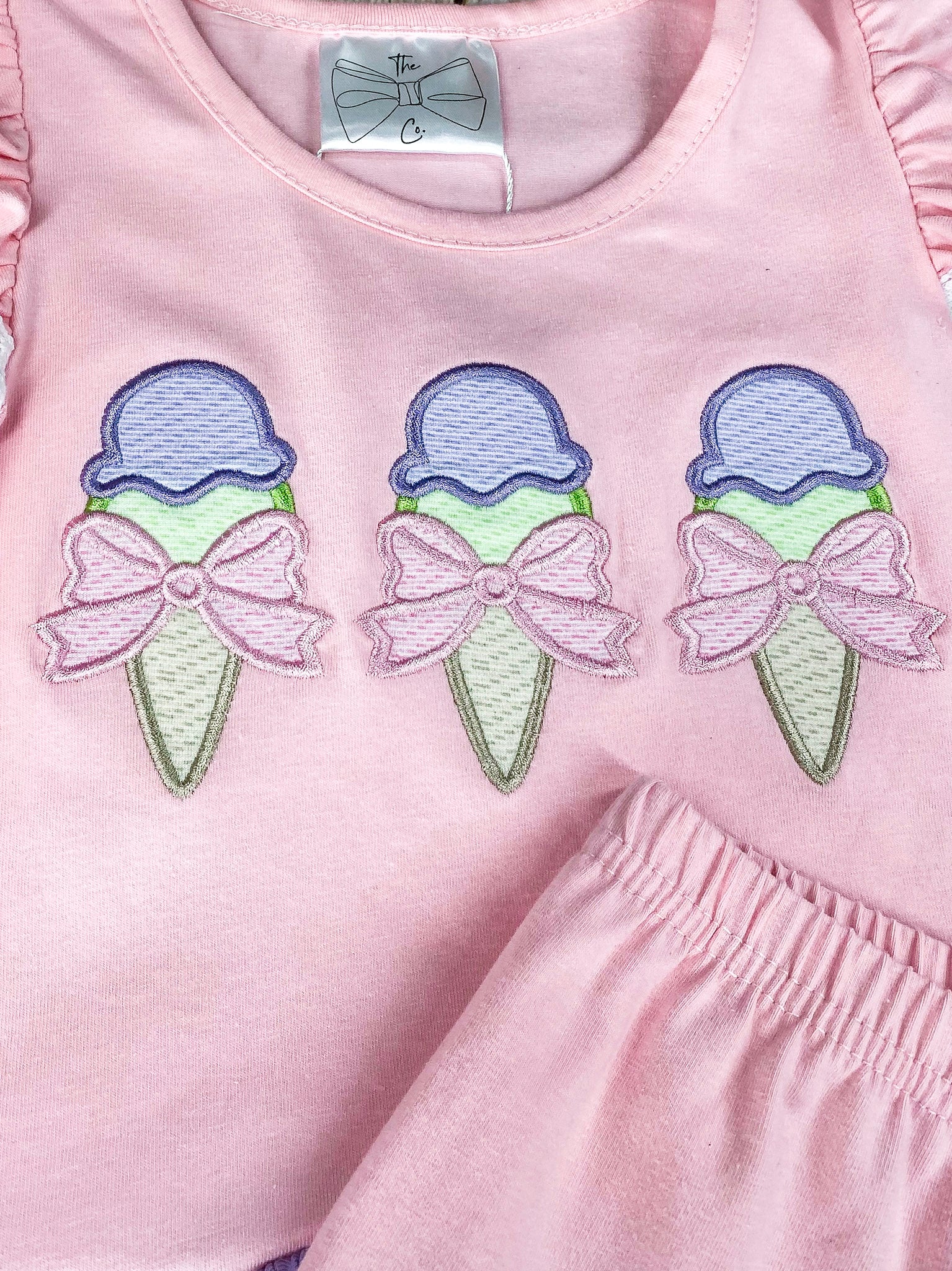 Ice Cream Applique Dream Pink Shorts Set - Image 3