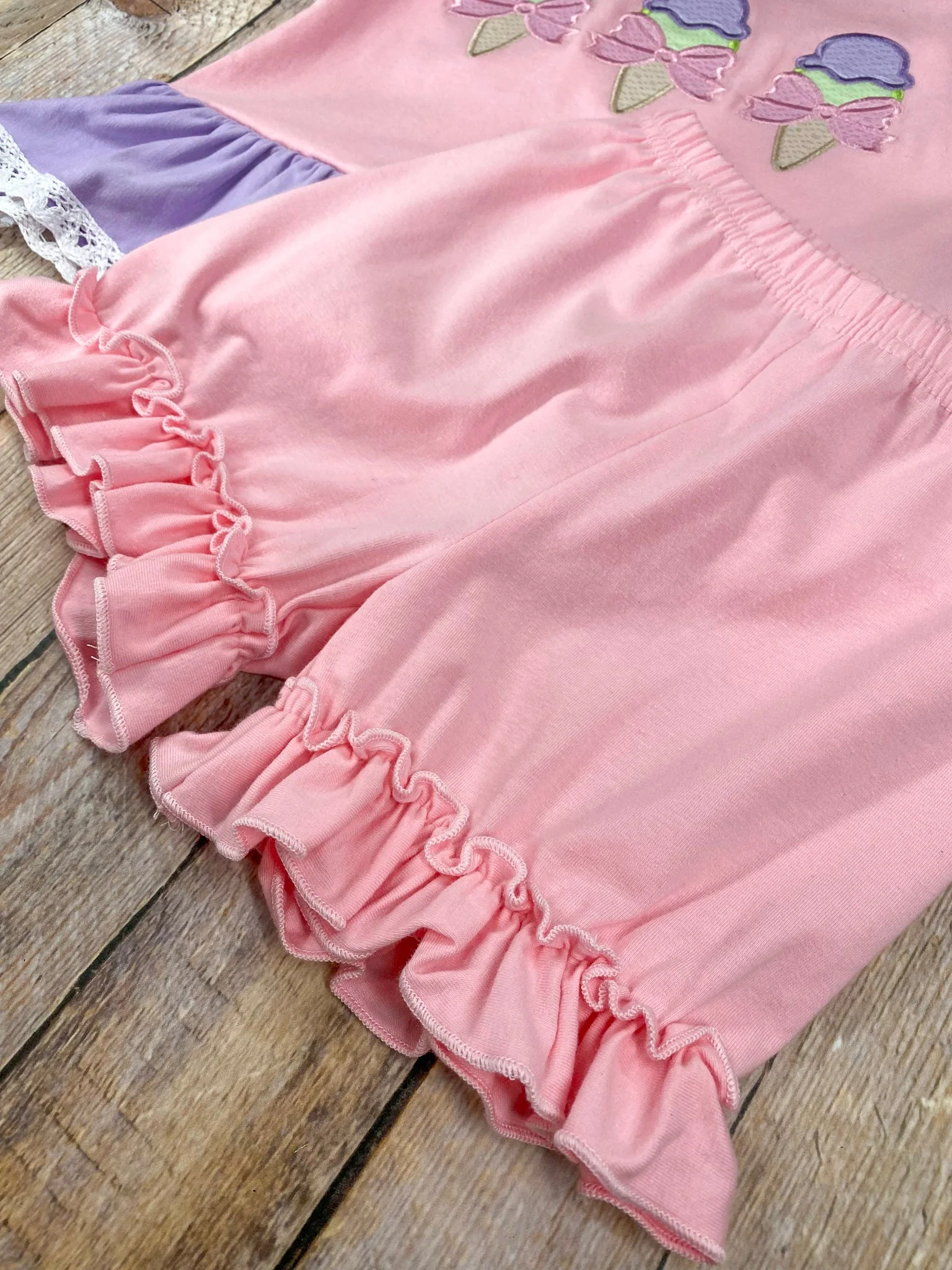 Ice Cream Applique Dream Pink Shorts Set - Image 4
