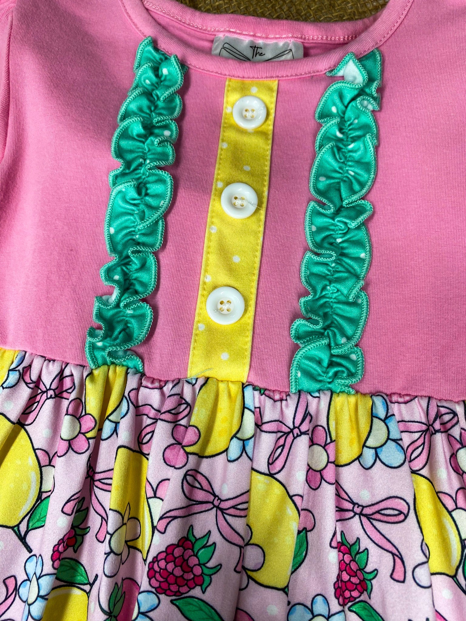 Pink Lemon Berry Ruffle Dress - Image 3