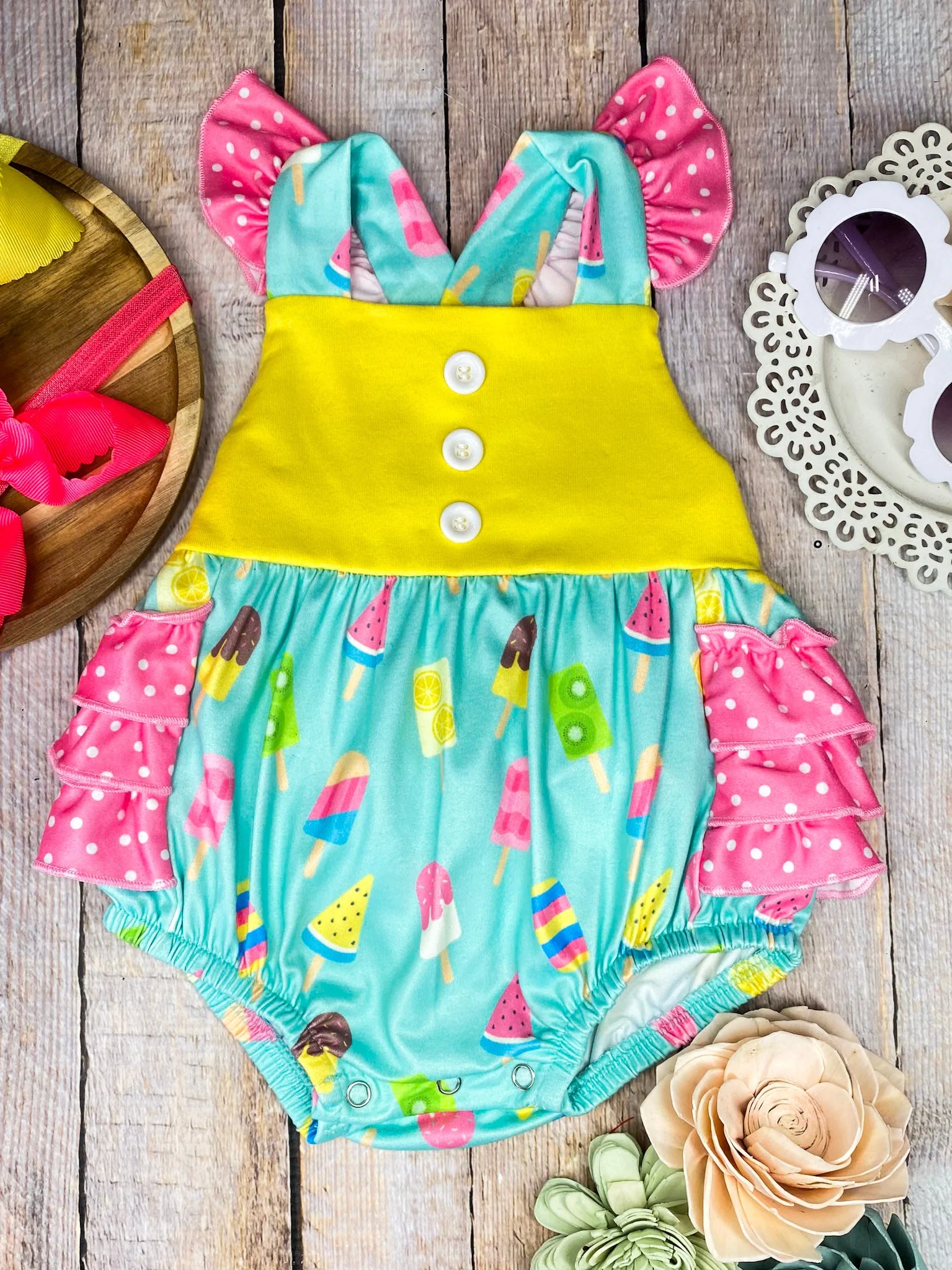 Popsicle Print Baby Bubble Romper - Image 2
