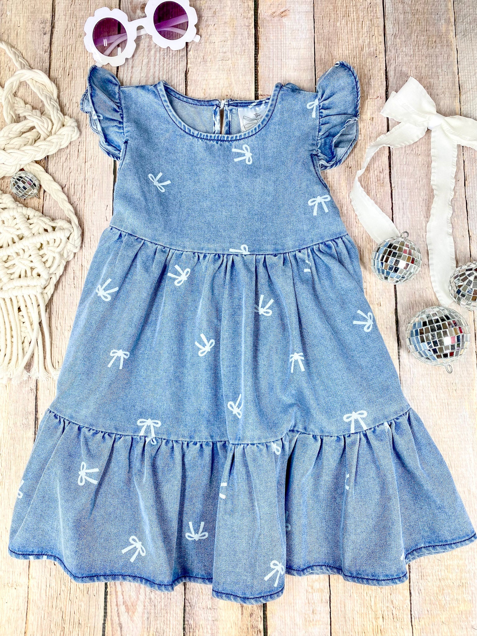 Classic Denim Bow Dress - Image 2