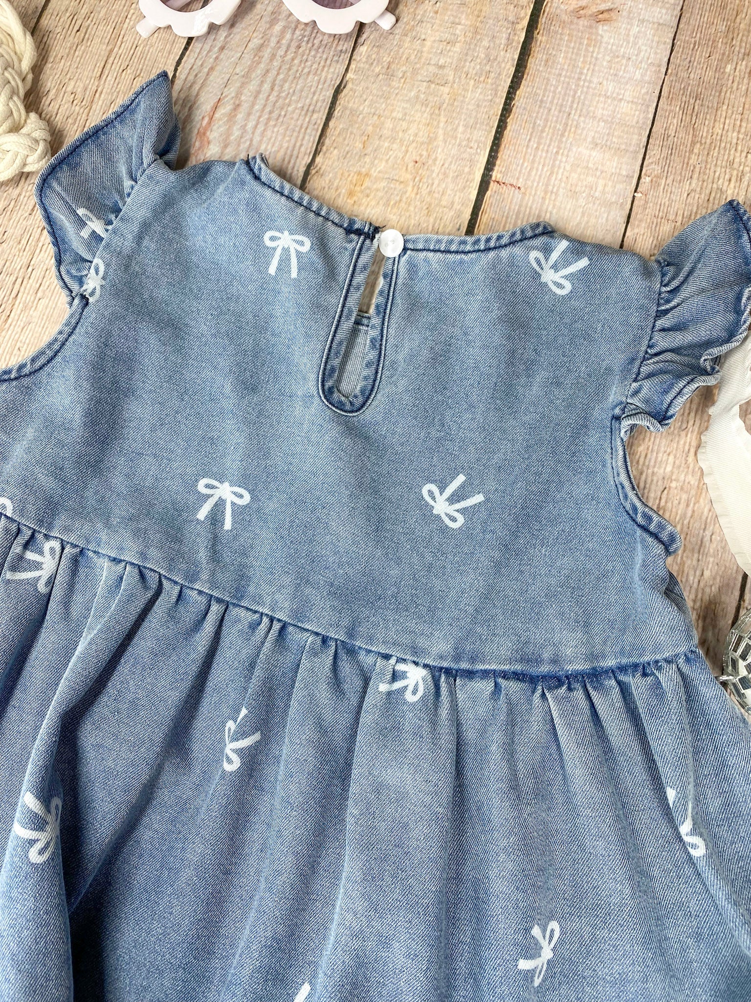 Classic Denim Bow Dress - Image 3