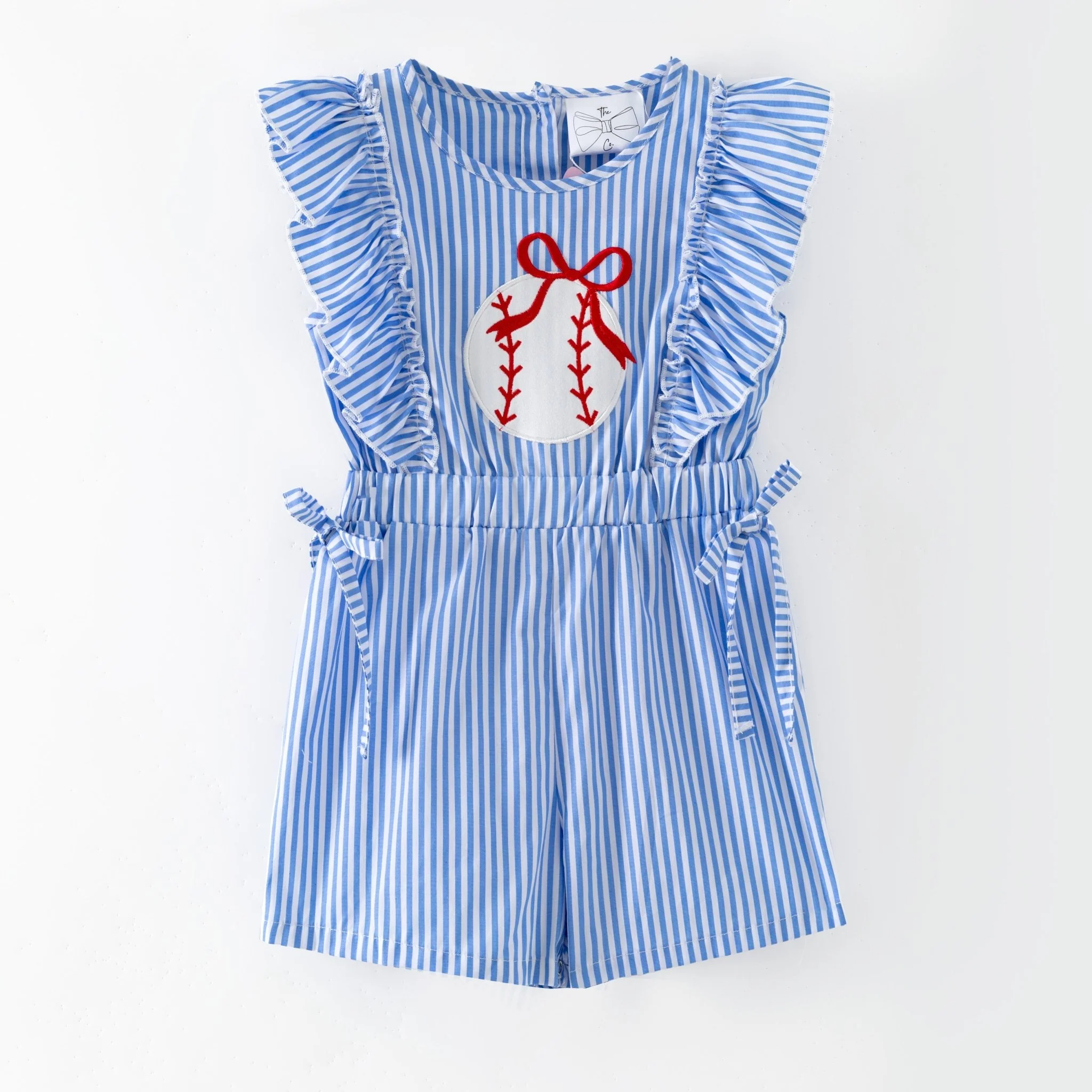 Baseball Applique Bow Romper - Image 3