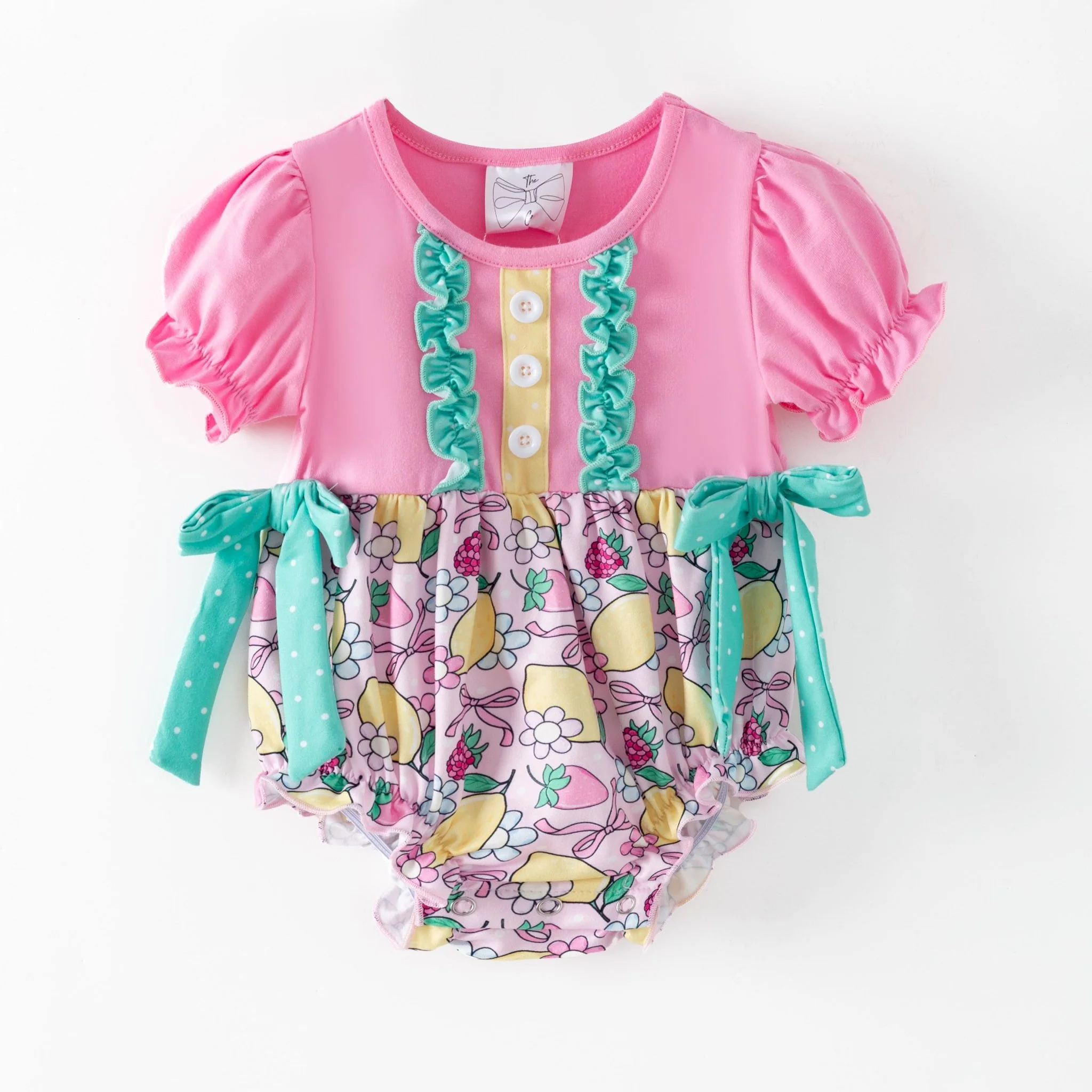 Pink Lemon Berry Girls Bubble Romper - Image 2