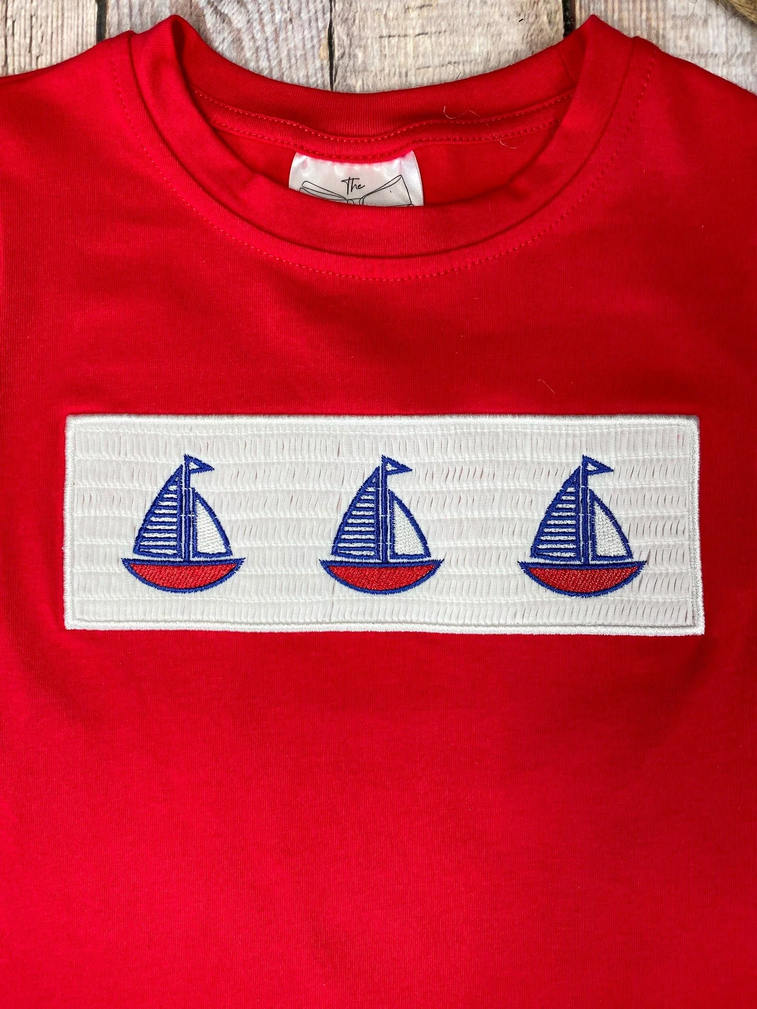 Red Smocked Sailboat Shirt - Image 3