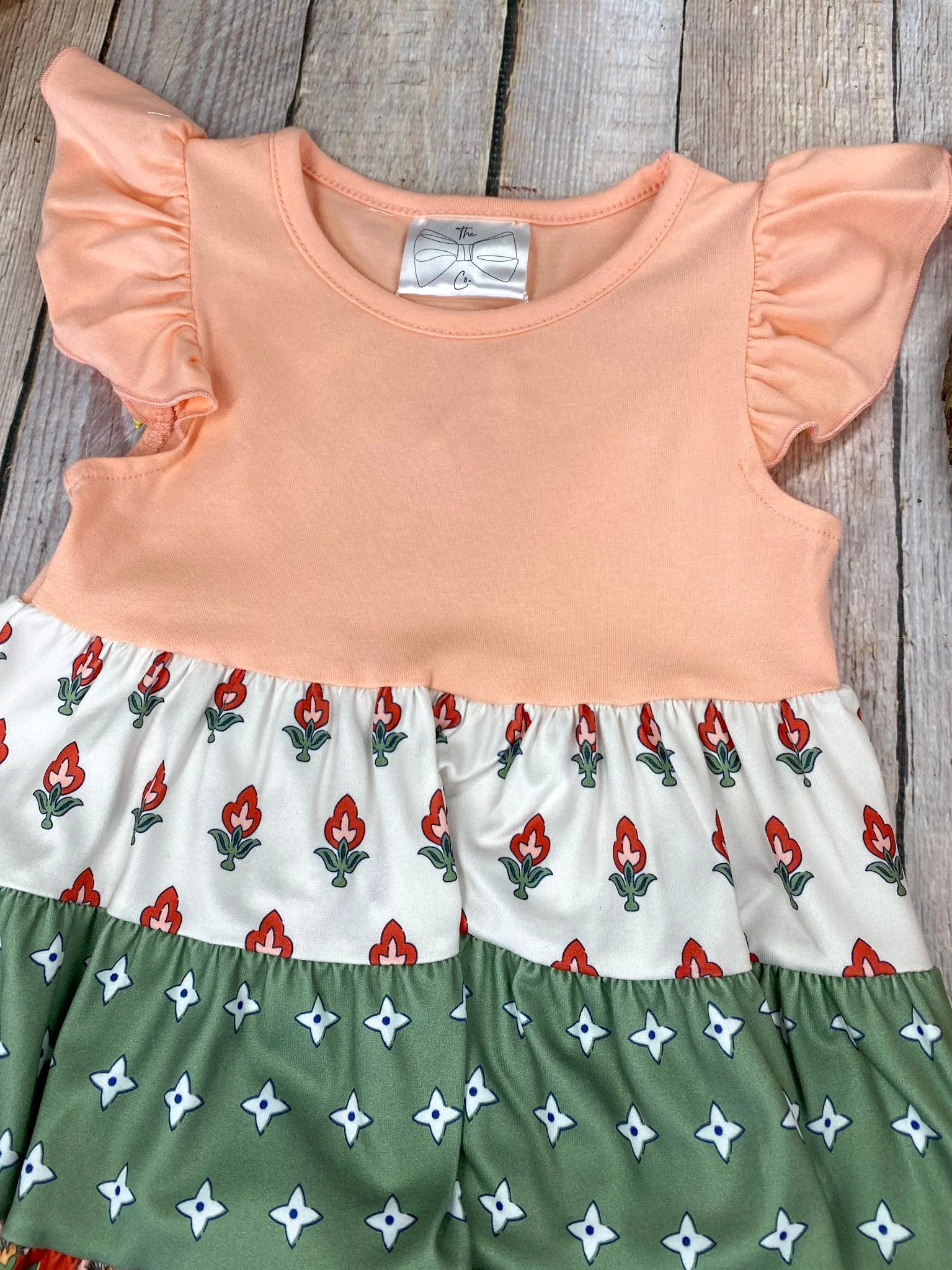 Vintage Floral Patchwork Tiered Dress | Girls Boho Ruffle Dress - Image 5