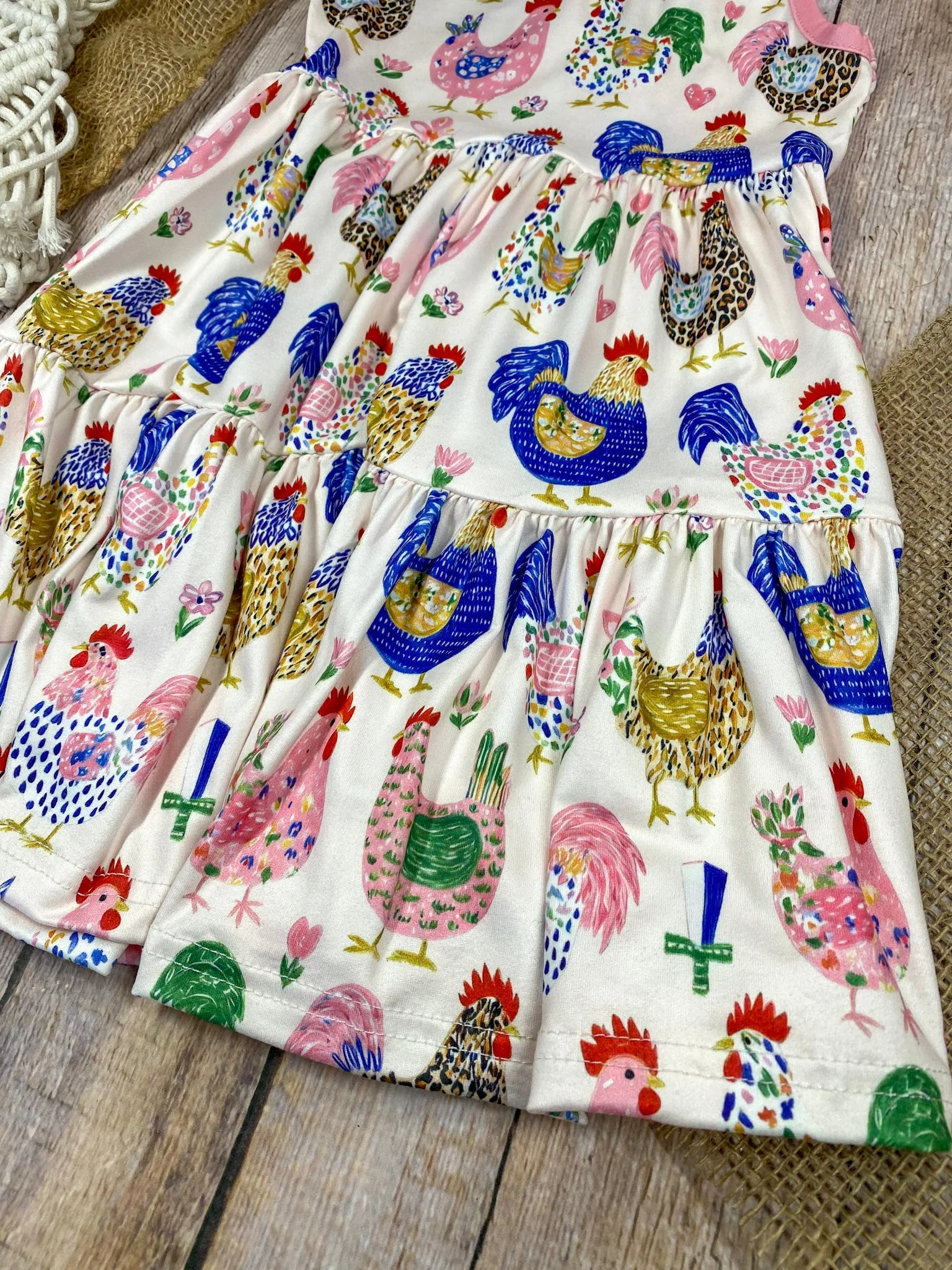 Little Chicken Patch Tiered Dress | Girls Farm Animal Dress - Image 3