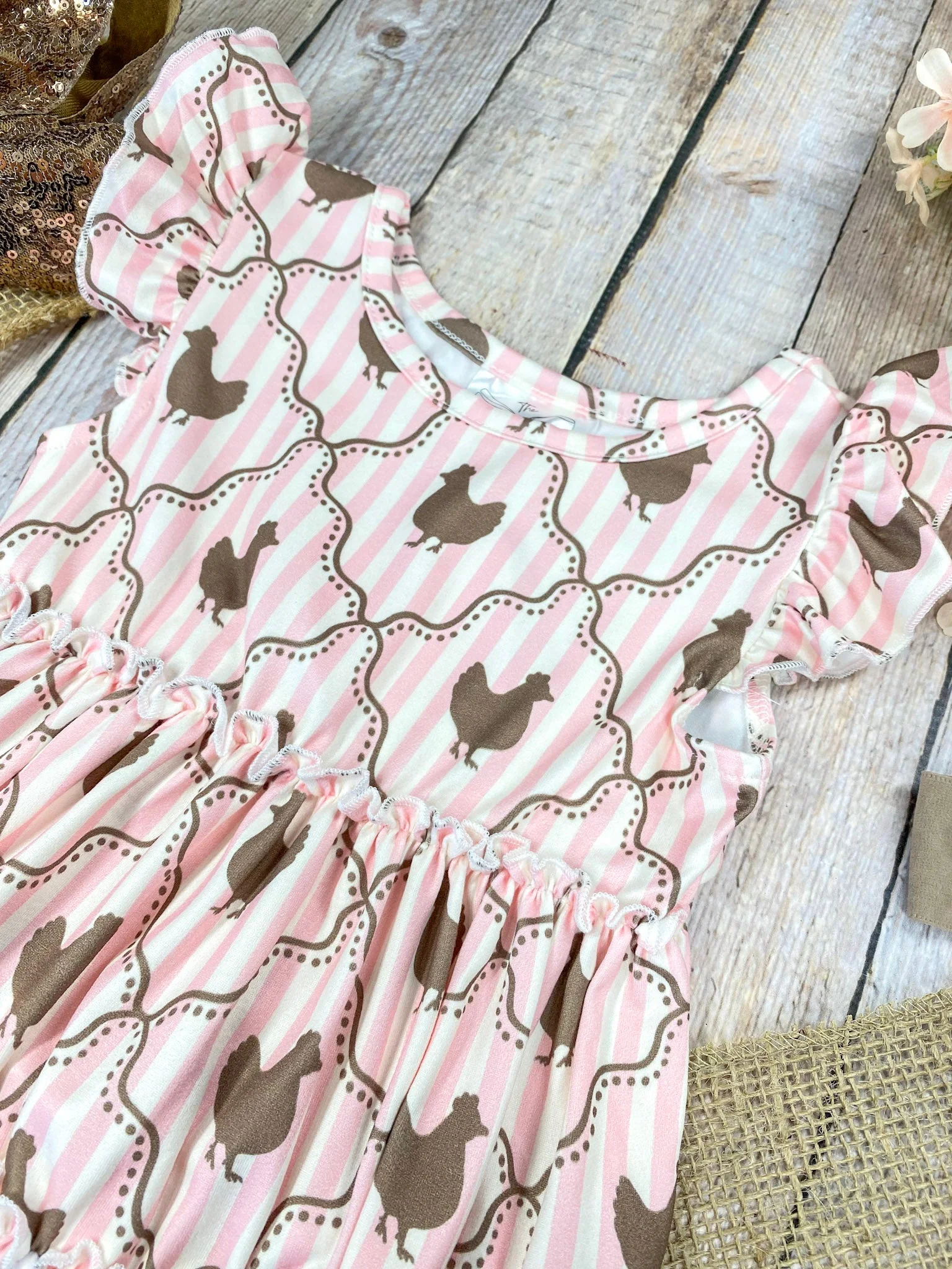 Sweet Chicken Coop Set | Girls Farm Animal Ruffle Shorts Outfit - Image 3