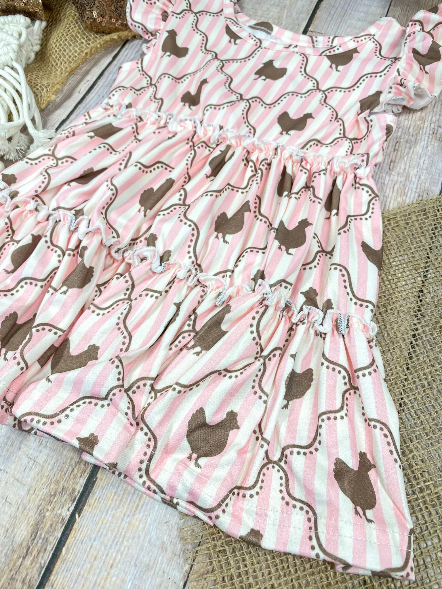 Sweet Chicken Coop Set | Girls Farm Animal Ruffle Shorts Outfit - Image 4