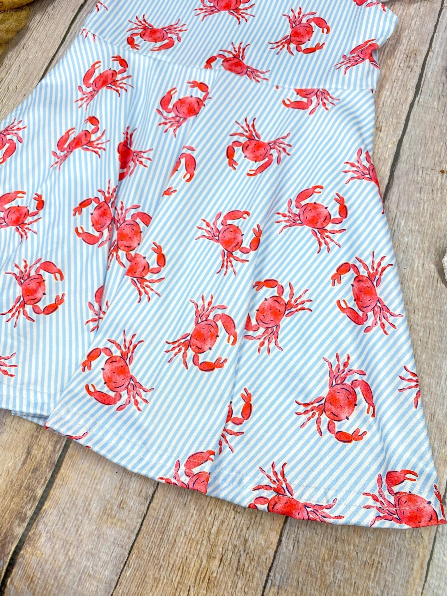 Coastal Crab Twirl Dress | Girls Ocean Print Flutter Sleeve Dress - Image 5