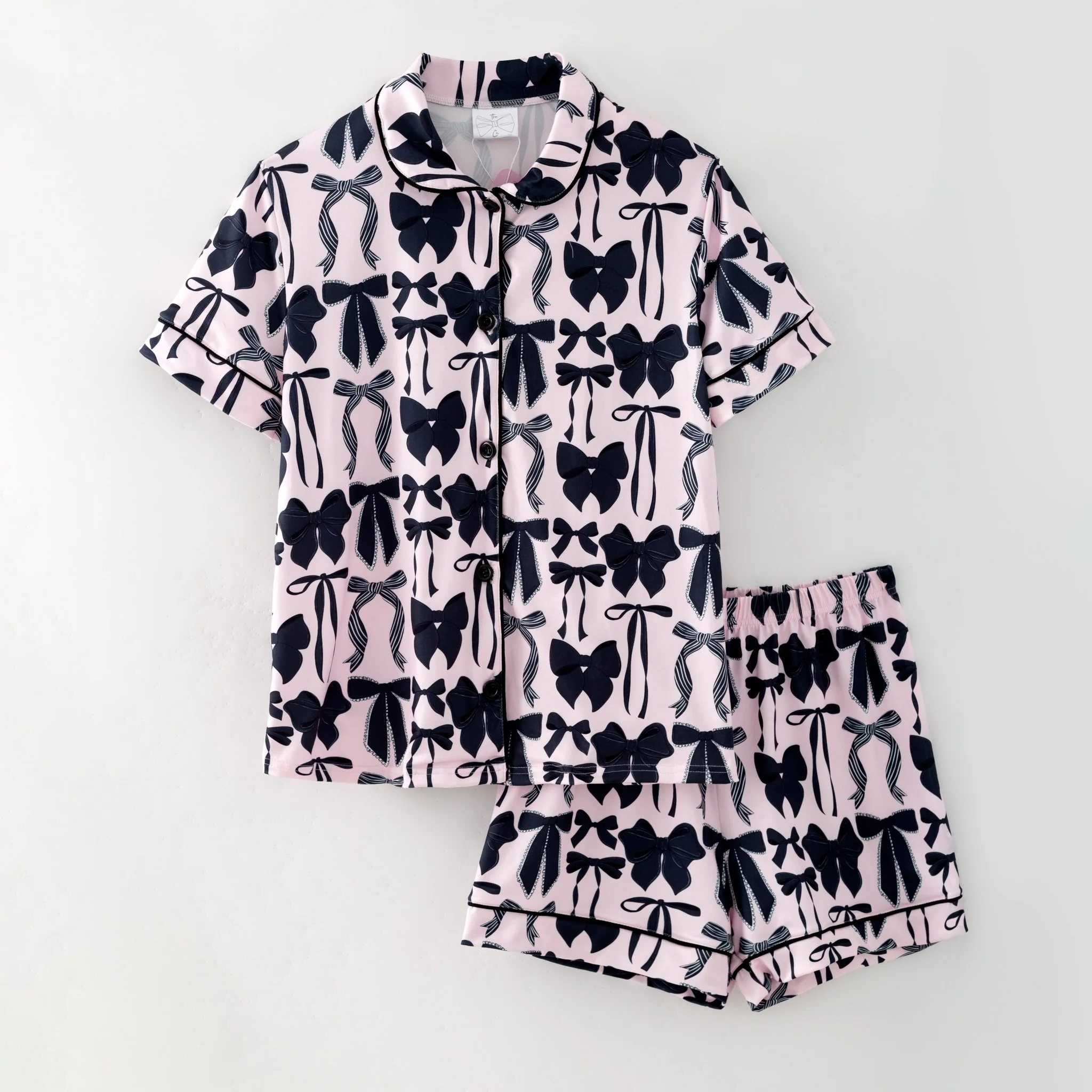 Pink Bow Pajama Set | Mom & Me Preppy Matching Summer PJs - Image 4