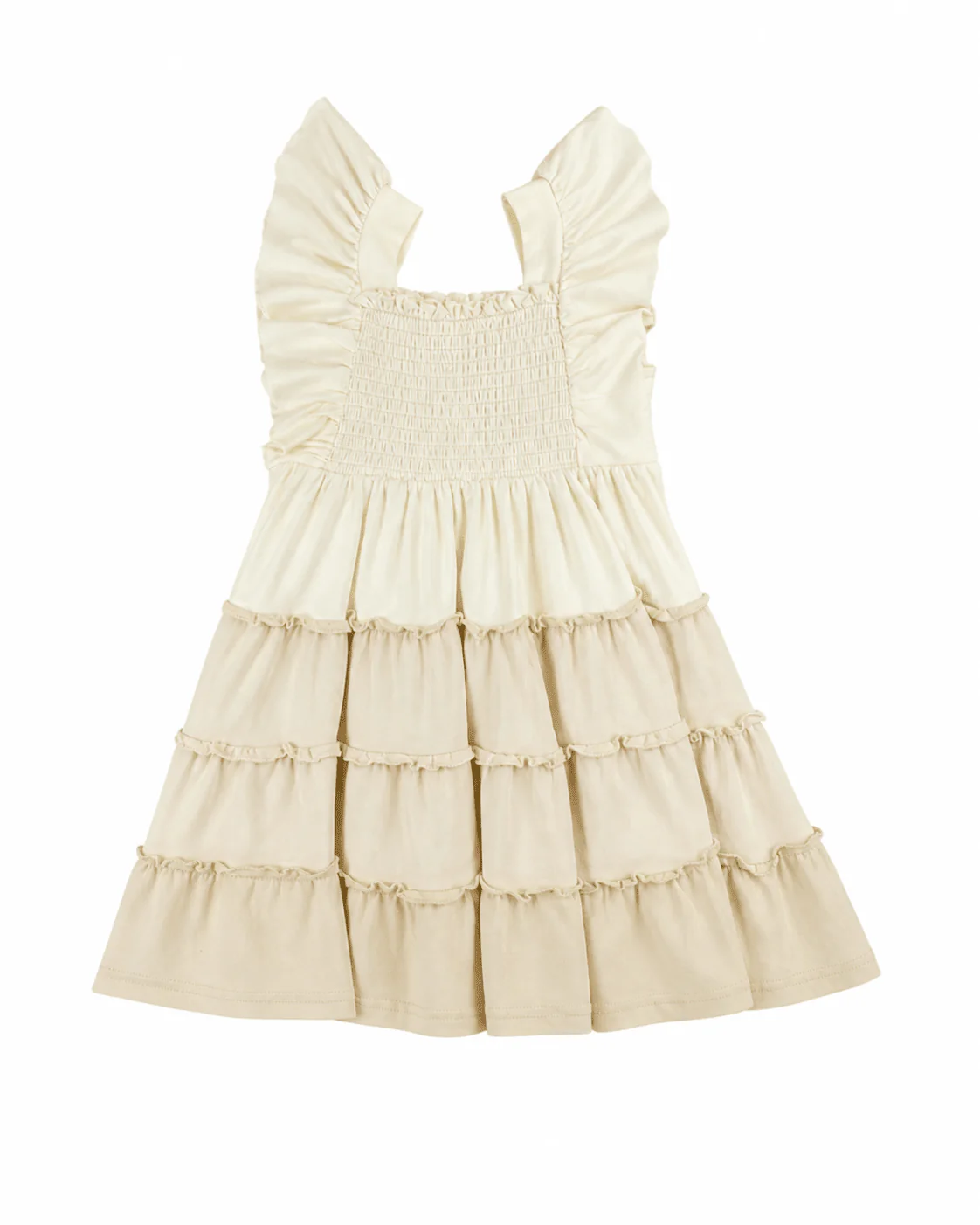 Sugar Cookie Tiered Dress | Girls Cream & Neutral Ruffle Twirl Dress - Image 2