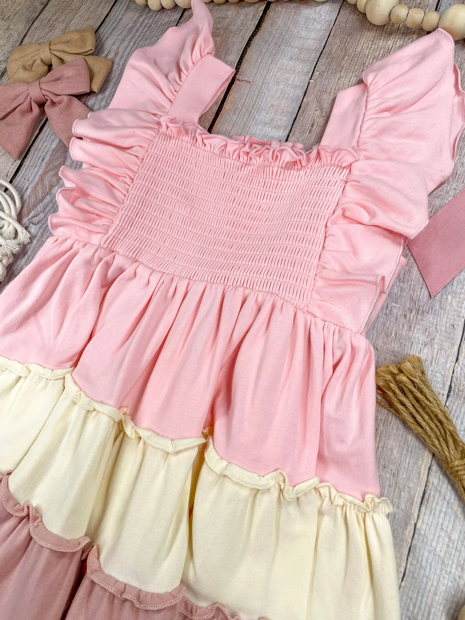 Cotton Candy Ruffle Dress | Girls Pastel Tiered Twirl Dress - Image 4