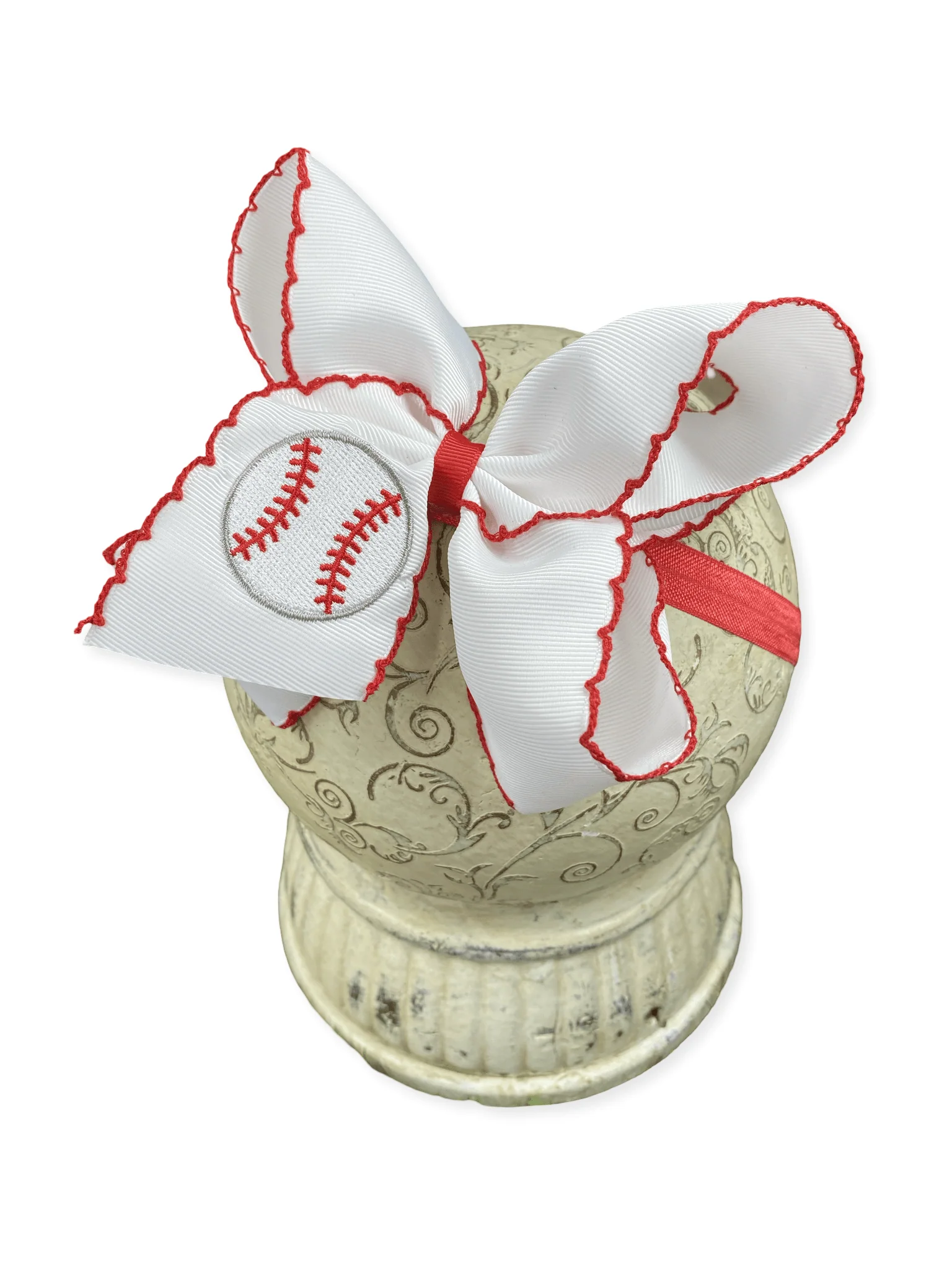 Baseball Moonstitch Embroidered Classic Hair Bow | Clip or Headband - Image 4