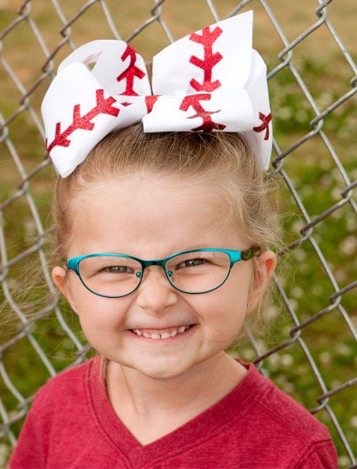 Baseball Stitch Classic Hair Bow | Large Alligator Clip – Texas Size 7" - Image 4