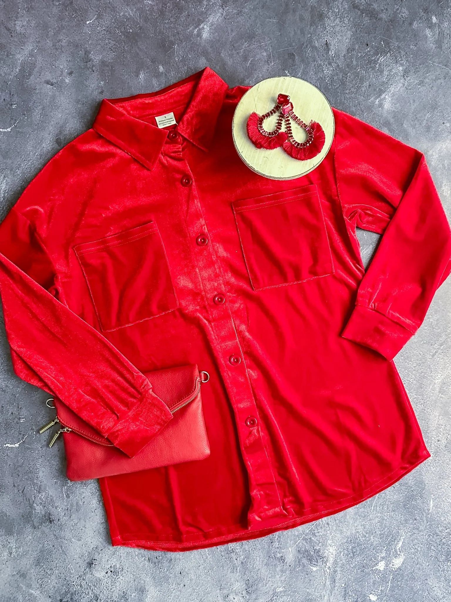 Mommy & Me Red Velvet Button Down - Image 3