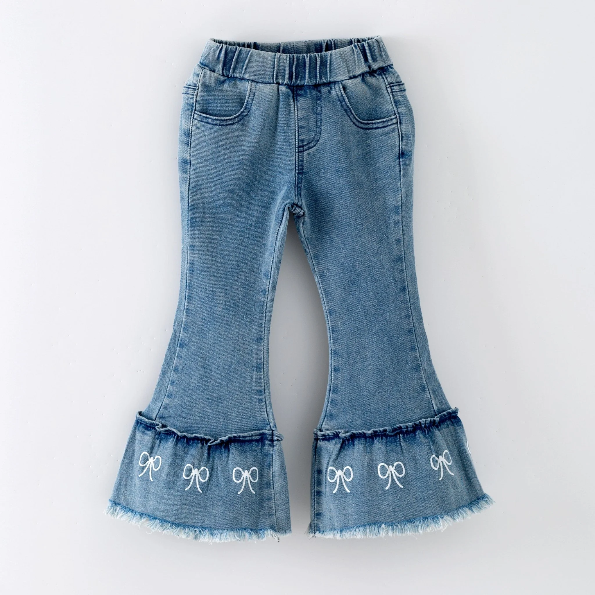 Coquette Bow Trim Bell Bottom Jeans - Image 2