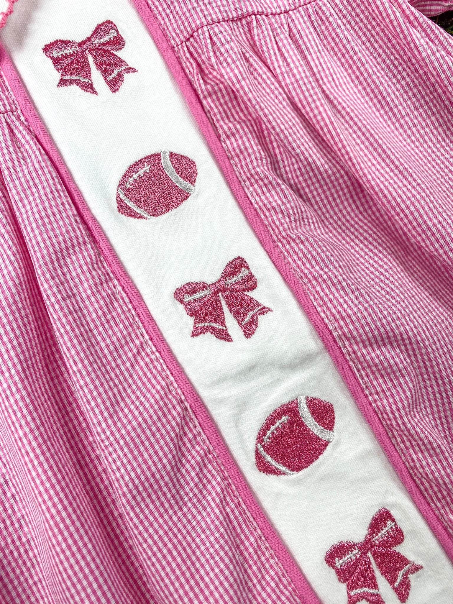 Pink Bows & Footballs Infant Romper - Image 3