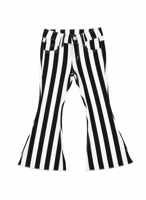 Black and White Striped Jeans - Image 2