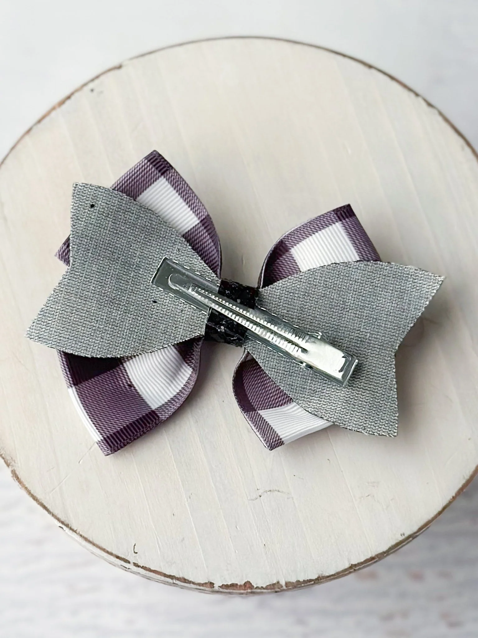 Black & White Glittery Buffalo Plaid Bow: FINAL SALE - Image 5