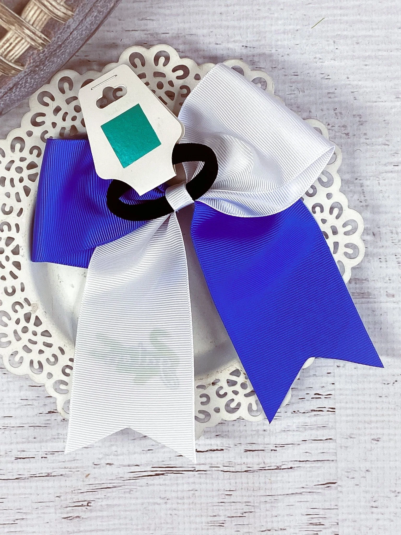 Blue & White Gilmore Gators Cheer Bow - Image 2
