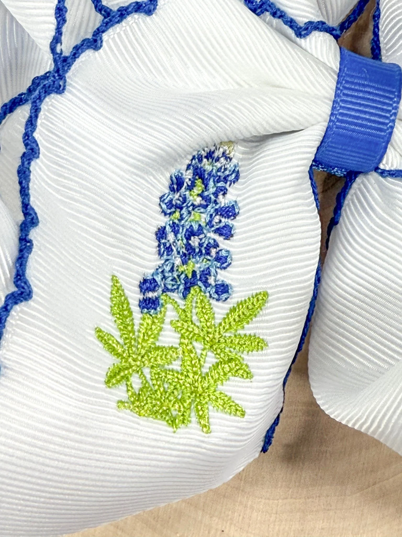 Bluebonnets Embroidered Moonstitch Hair Bow | Clip or Headband - Image 3