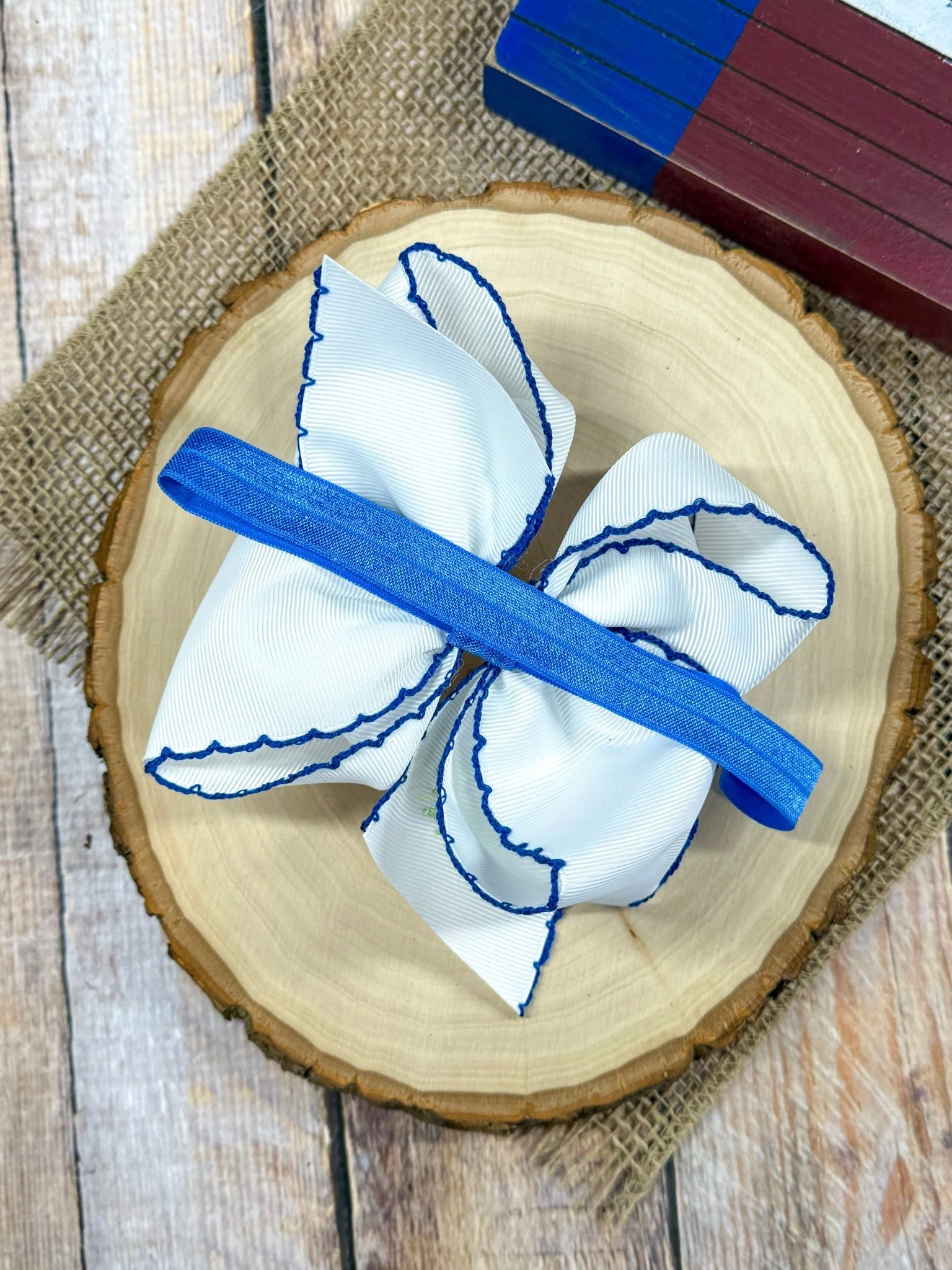 Bluebonnets Embroidered Moonstitch Hair Bow | Clip or Headband - Image 5