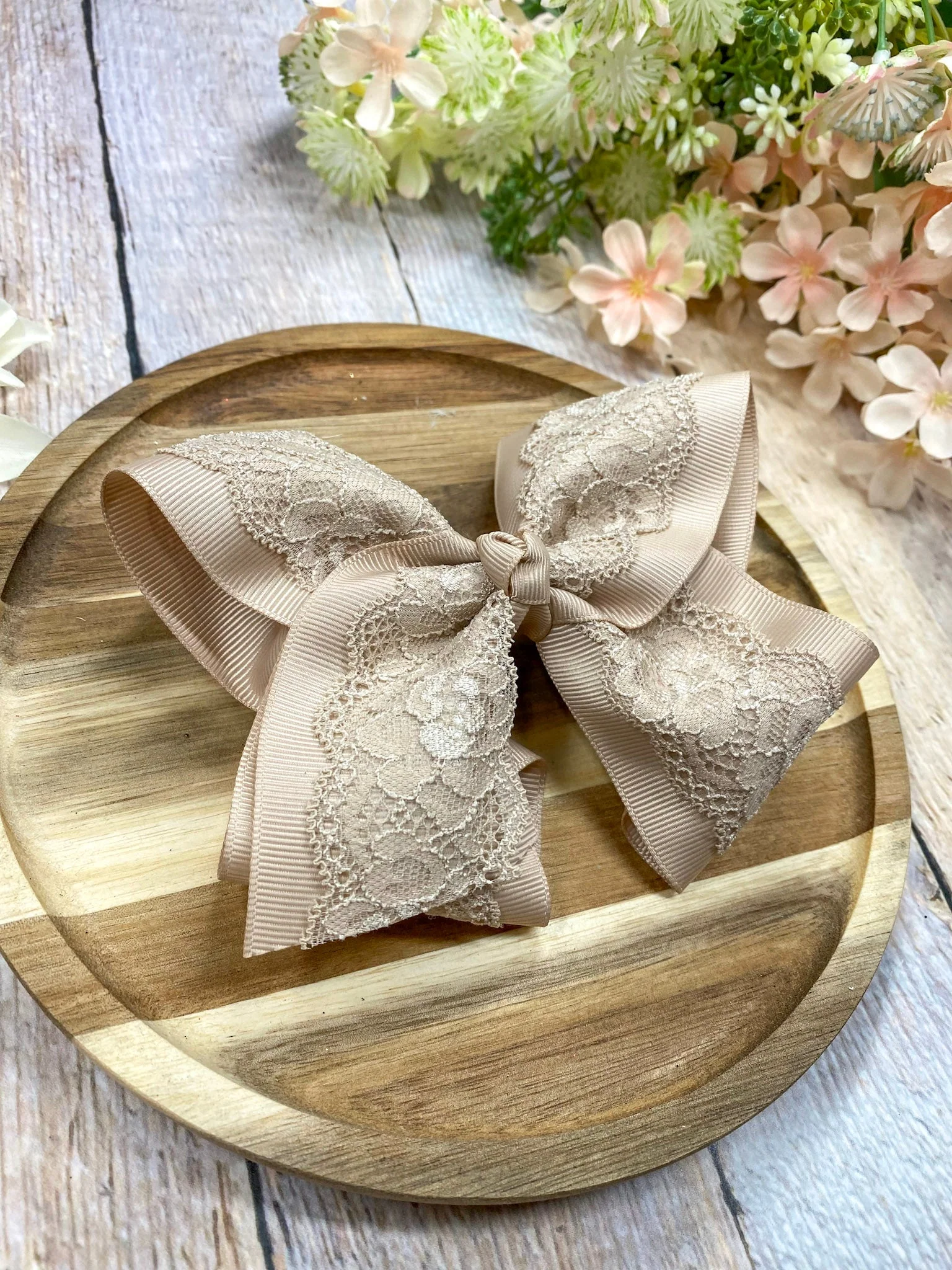 4.5" Chantilly Lace Classic Hair Bow | Clip or Headband - Image 10