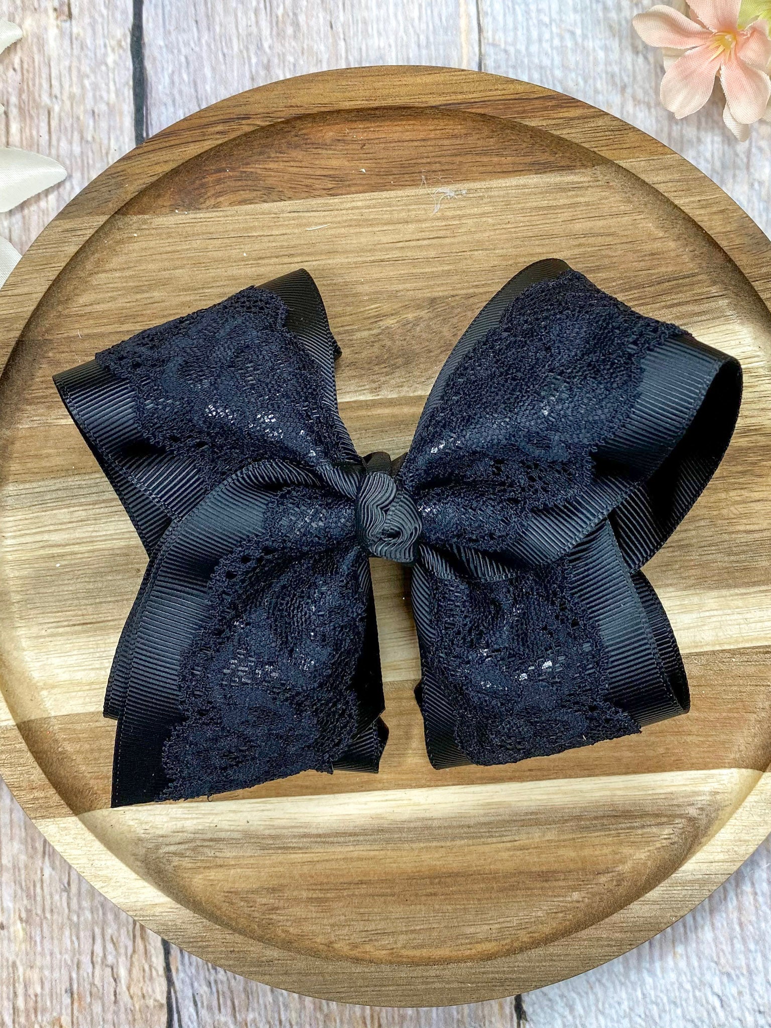 4.5" Chantilly Lace Classic Hair Bow | Clip or Headband - Image 11