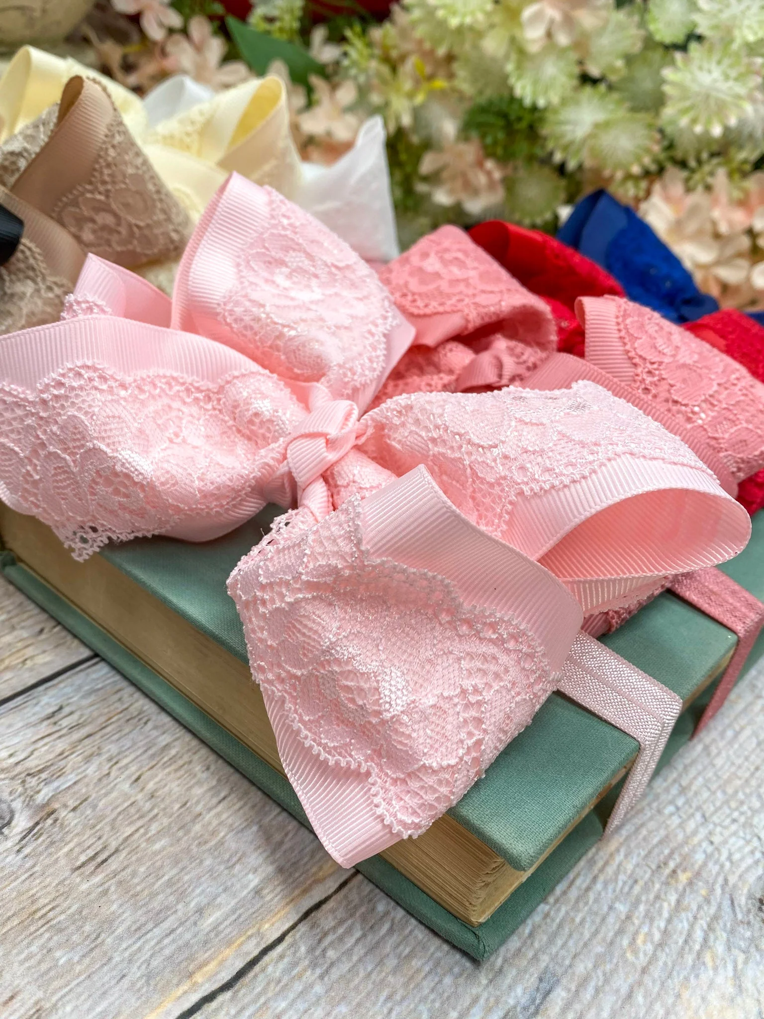 4.5" Chantilly Lace Classic Hair Bow | Clip or Headband - Image 13